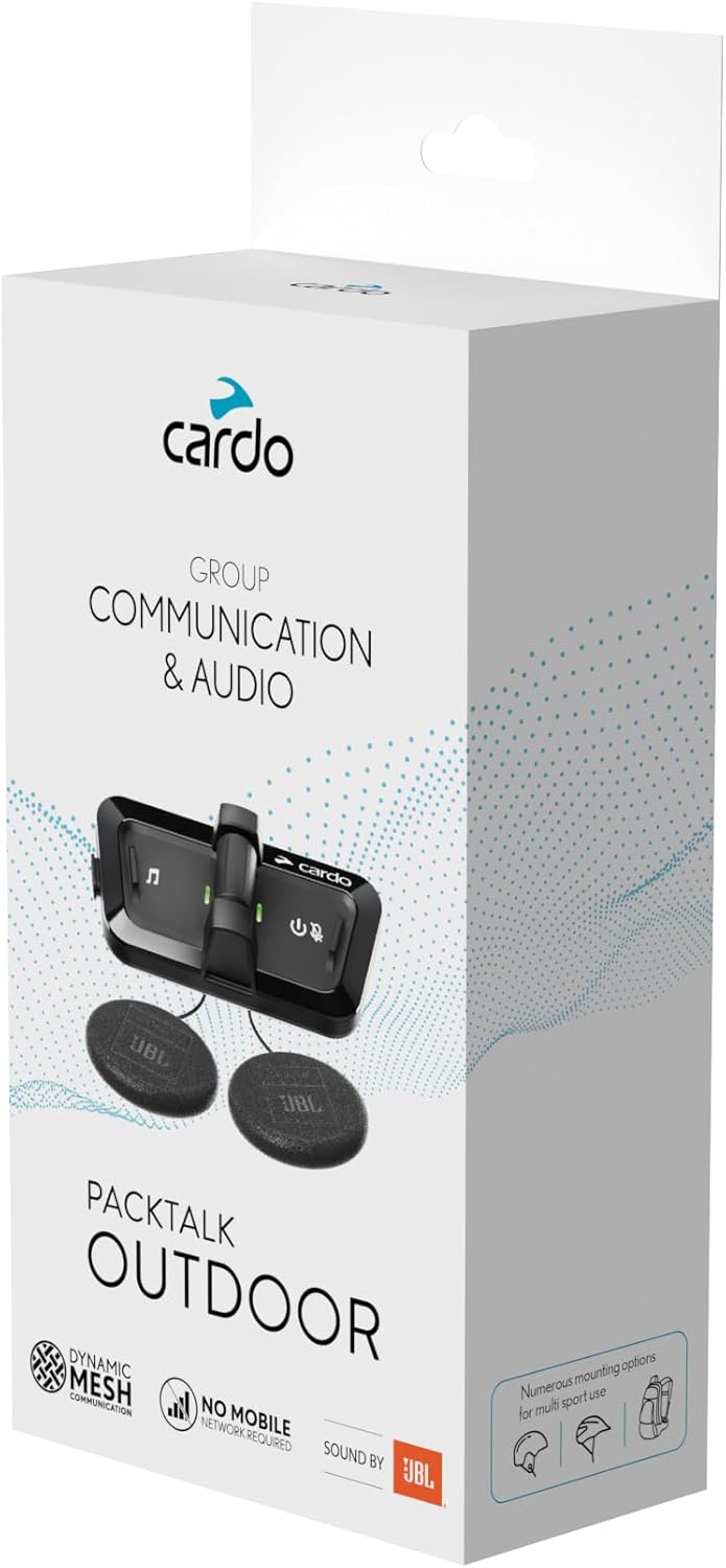 Cardo PACKTALK Outdoor Solo Pack, Helm-Kommunikationssystem, ideal für Ski, Snowboard und Radfahren (Schwarz, Einzelpackung)