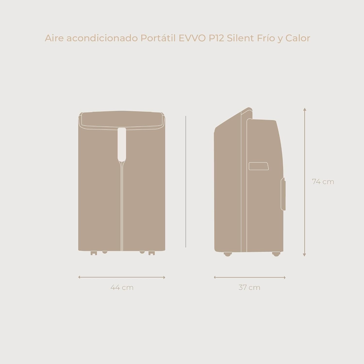 EVVO Clima Silent - Aire Acondicionado Portátil hasta12000 BTU con Bomba de Calor - Pingüino Frío y Calor, Deshumidificador, Modo Noche y Función Turbo. Incluye Kit de Ventana (P12)