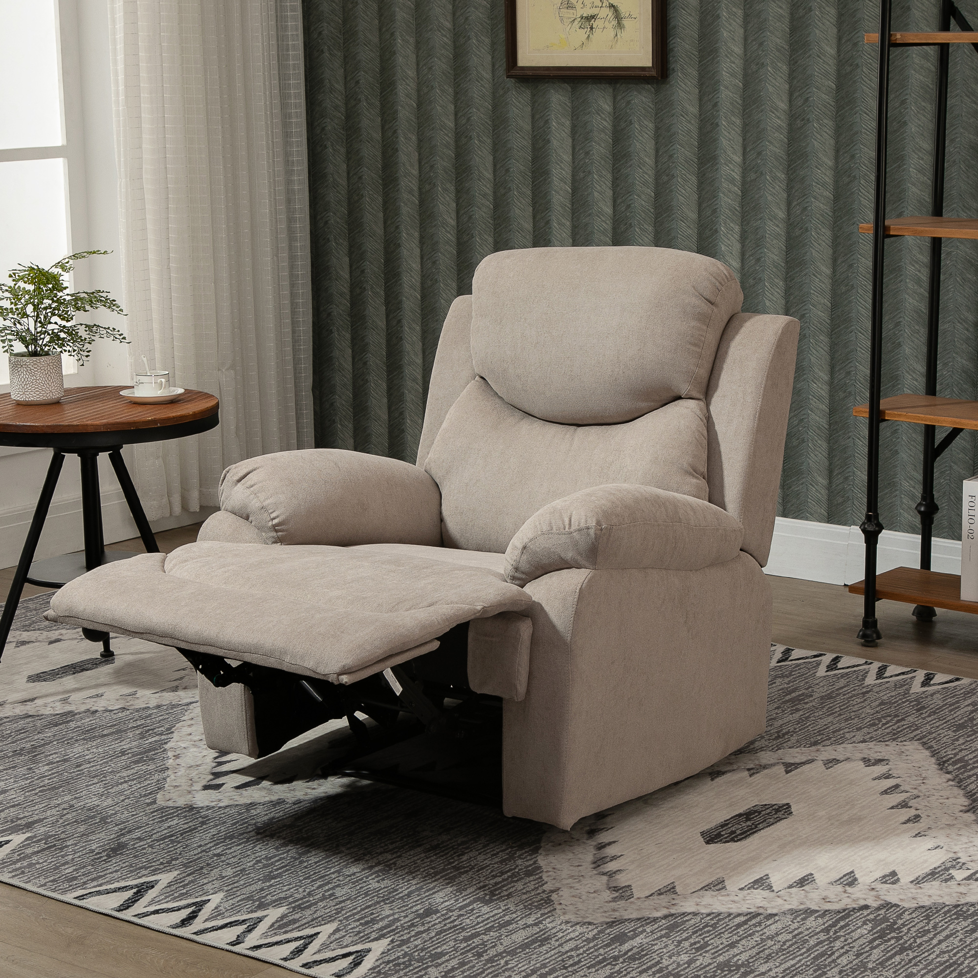 relaxfauteuil enkele sofa ligbed kantelbaar 150 ° TV-fauteuil linnen beige 97 x 96 x 105,5 cm