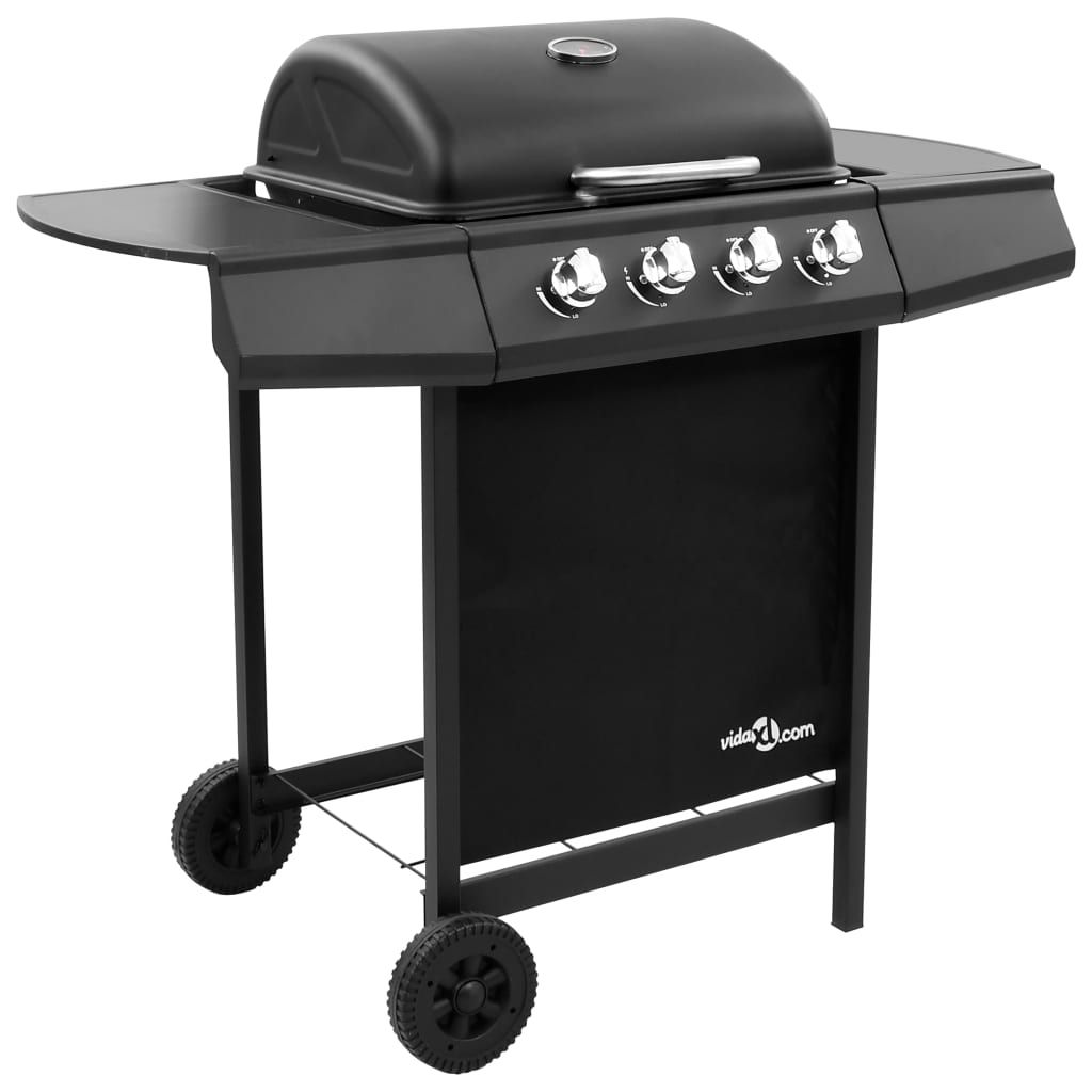 Grill gazowy Vidaxl z 4 palnikami, czarny