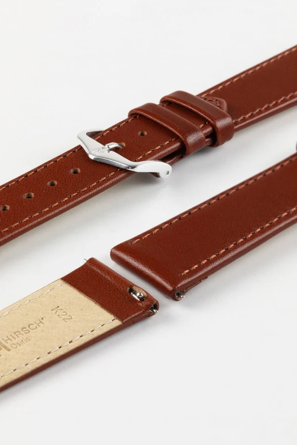Hirsch OSIRIS Calf Leather Watch Strap in MID BROWN