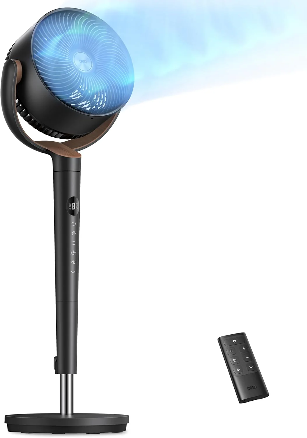 Dreo Fan for Bedroom. 120掳 Oscillating Standing Fans. Quiet Floor Fan with DC Motor. 100ft Pedestal Fans for Room. 9 Speeds. 4 modes. 20dB. 120掳 Manual Vertical. 37-42 Adjustable Height. 9H Timer