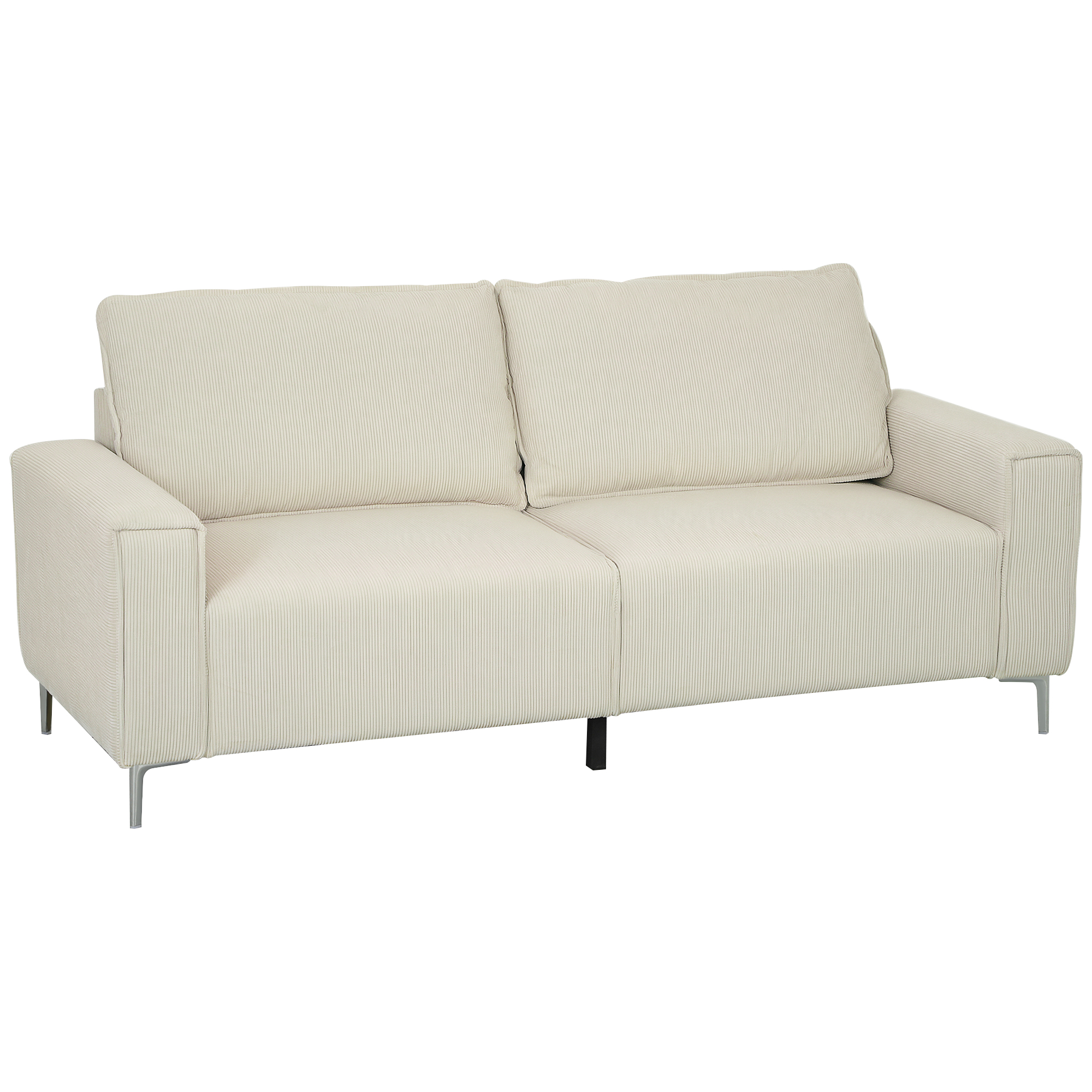 Modern 3-zits bank, Zachte bank met rugkussens, Gepolsterde sofa voor woonkamer, slaapkamer, thuiskantoor, Cr��mewit