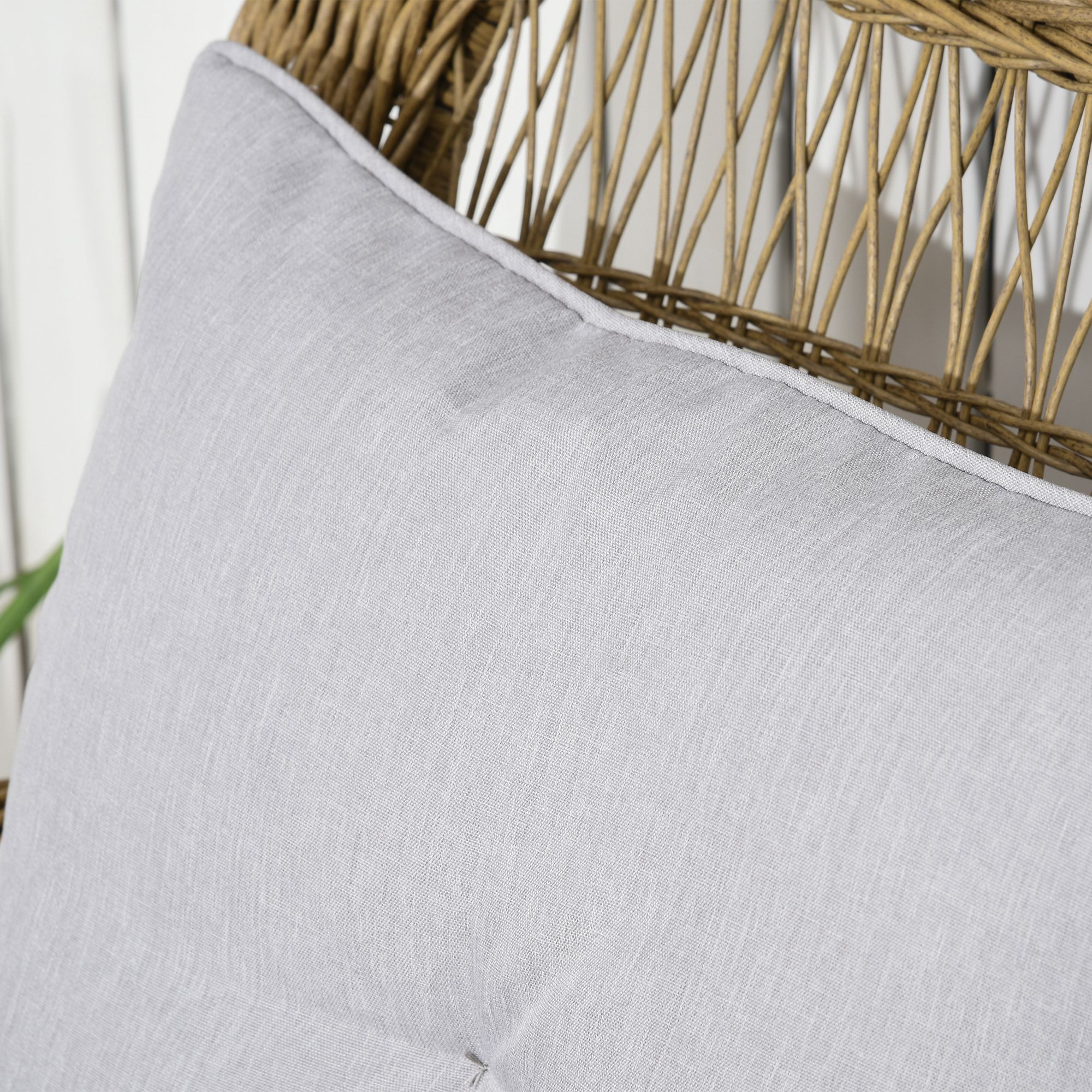Outsunny schommelstoel in boho-stijl, PE-rotan, rotan schommelstoel, wasbare meubelhoezen, naturel + lichtgrijs