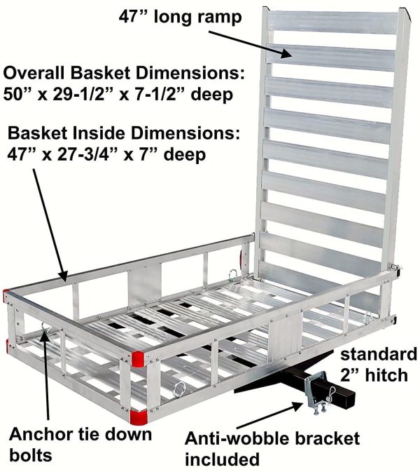 2025 80779 Aluminium trekhaakdrager voor bagage met 47 inch lange oprijplaat, 1 stuk