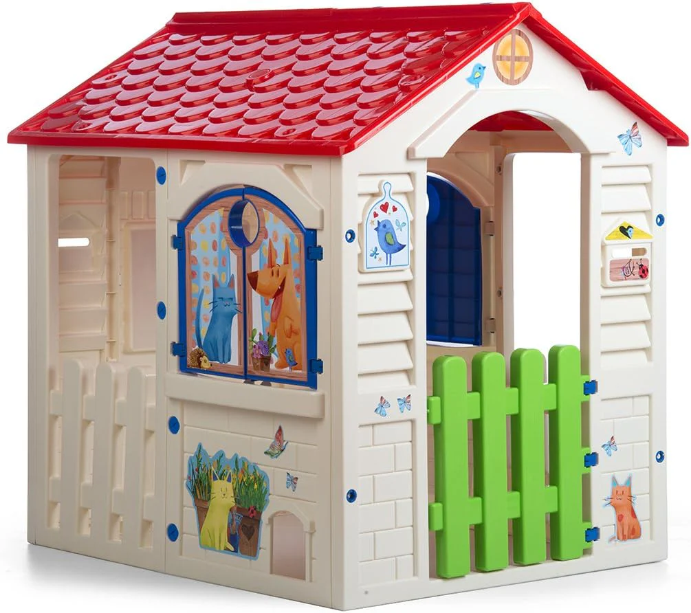 Chicos - Country Cottage Children's Outdoor and Indoor Cottage, Made of Durable and Durable Plastic, White, Unique, Measures 84 x 103 x 104 cm (89607)