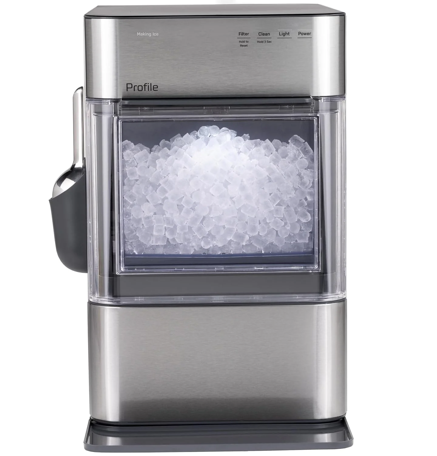 GE Profile Opal 2.0 Ultra Nugget Ice Maker with Scale Inhibiting Filter. Scoop Included. 38 lbs in 24 Hours. Pellet Ice Machine with WiFi & Smart Connected. Stainless Steel