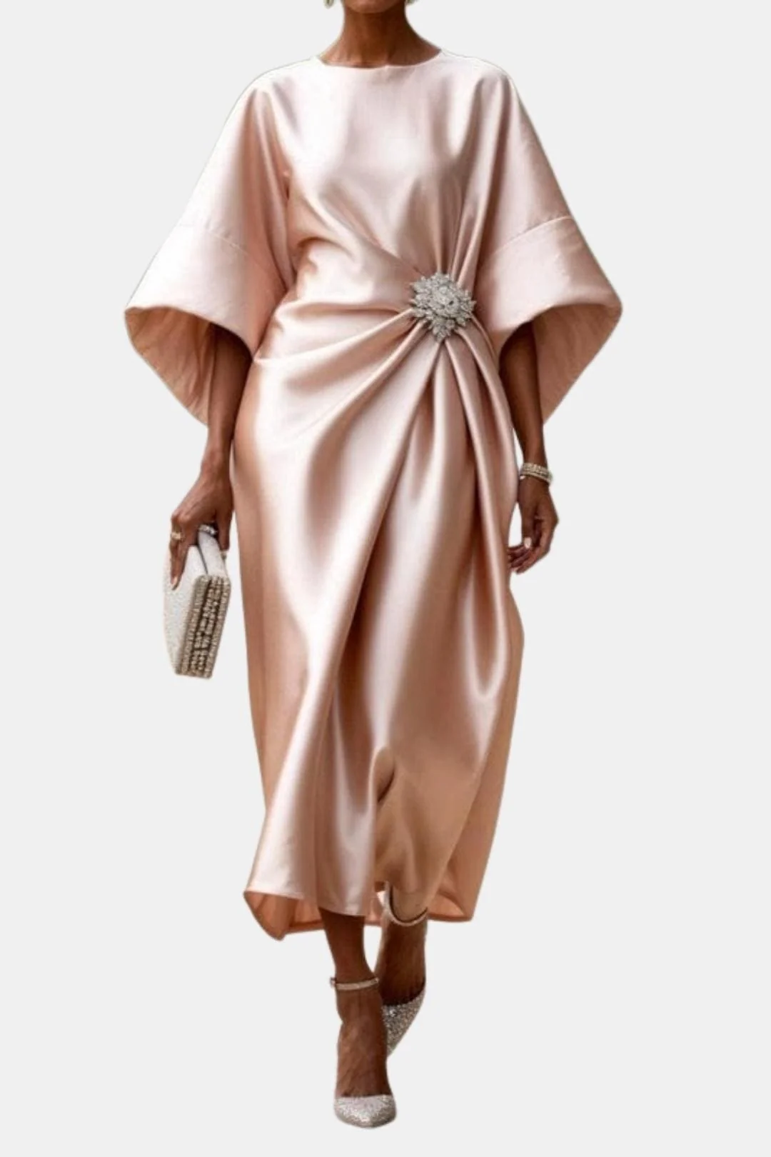 Maxikleid aus Satin mit weiten ?rmeln f��r Damen