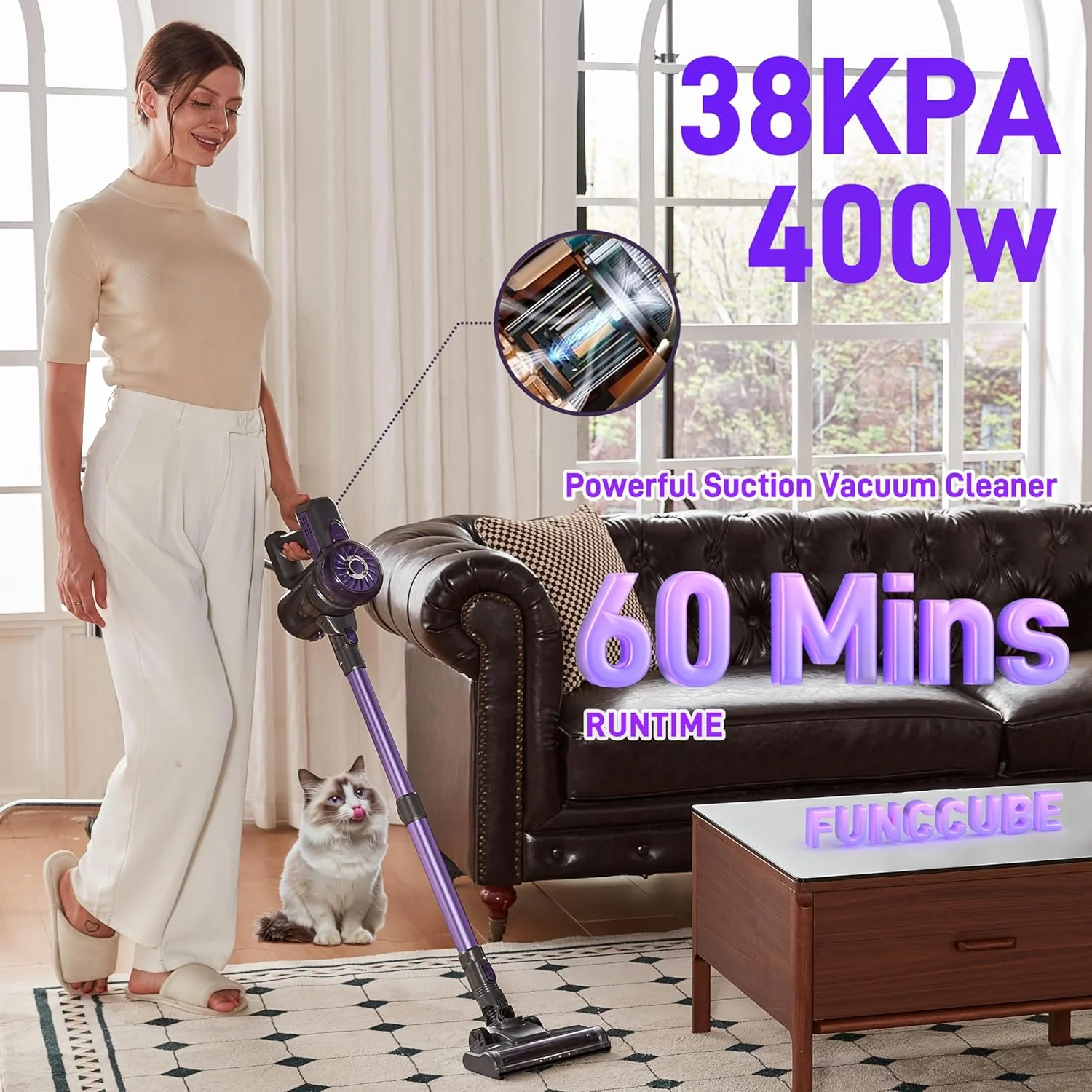 Cordless Vacuum Cleaner. Lightweight 2-in-1 Stick & Handheld Vacuum for Apartment. Pet Hair & Car Cleaning. S1
