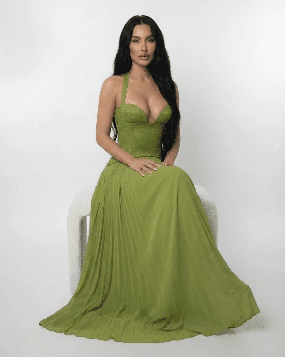 Verdant Maxi-Kleid �C Elegantes Kleid mit Spitzenoberteil