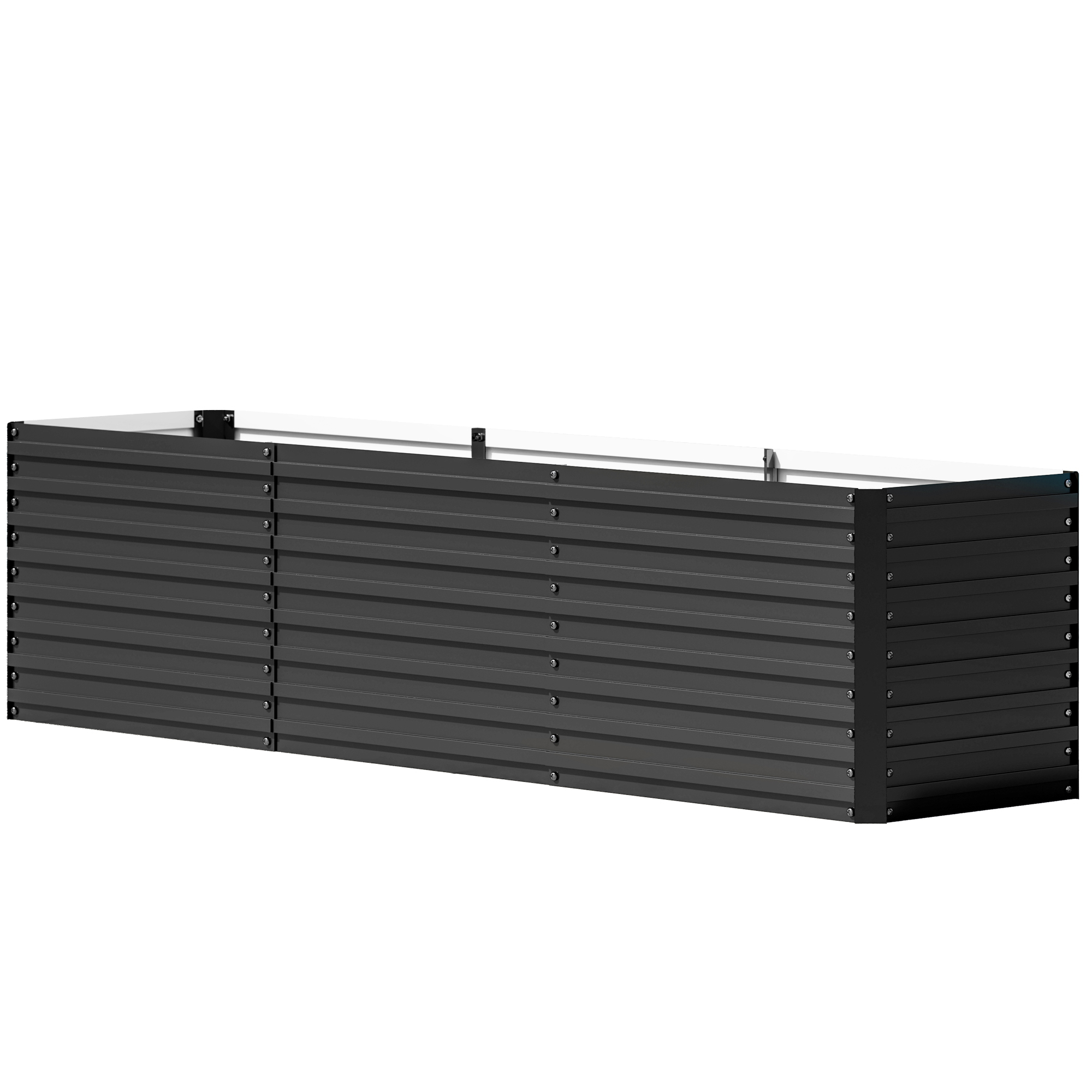 Verhoogde Tuinbed, Open Bodem, Gepoedercoat Staal, 240 x 60 x 60 cm, Donkergrijs