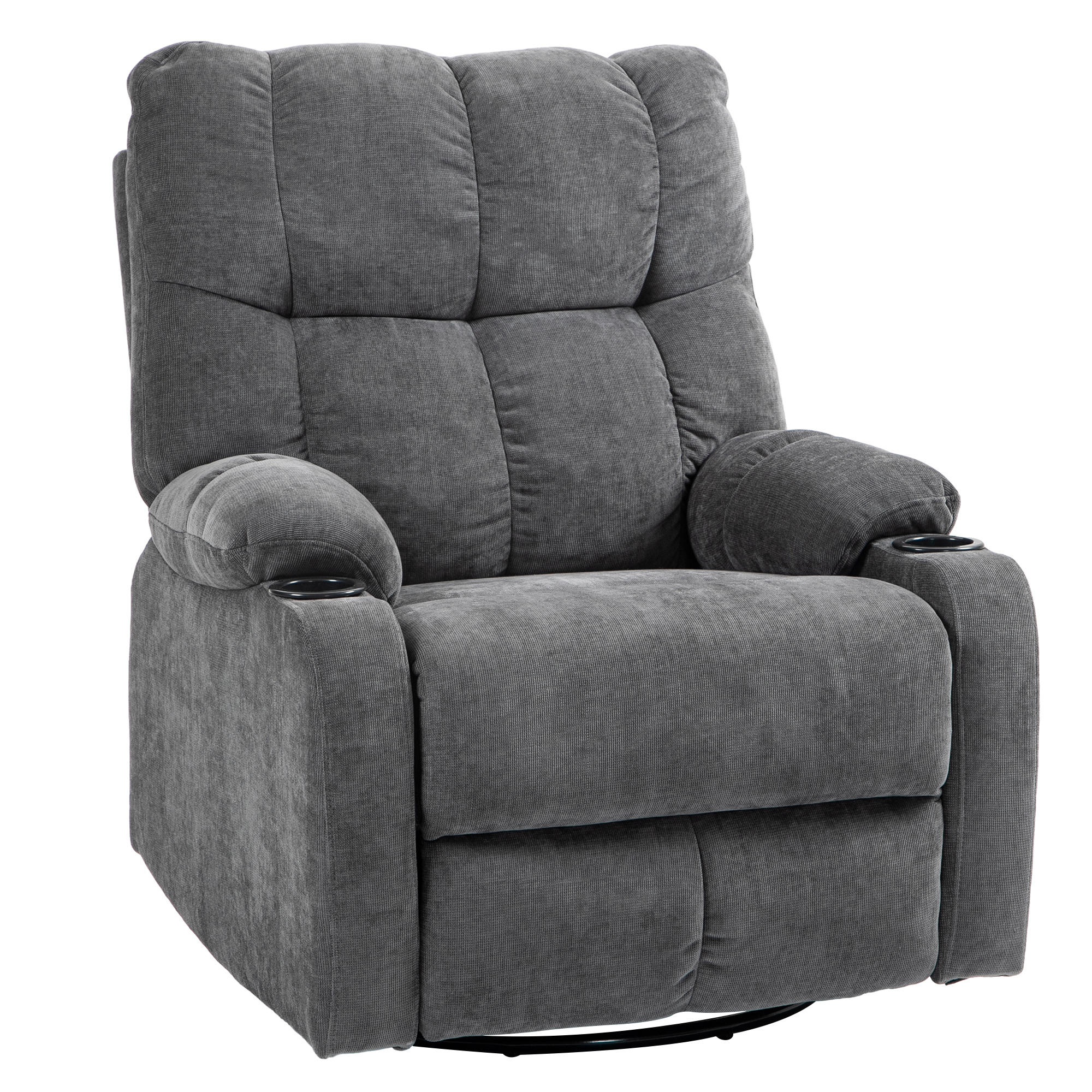 Relaxstoel met Voetsteun, Ligstoel, Draaibaar, tot 150 kg, Stalen Frame, 88x96x108cm, Donkergrijs