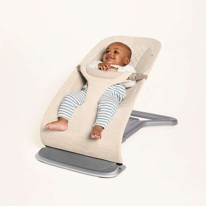 Ergobaby 3-in-1 Evolve Bouncer, Ergonomische wipstoel voor baby's vanaf de geboorte tot peuters, Babyschommel met zitverkleiner voor pasgeborenen (2,5 kg - 13,2 kg), Cream