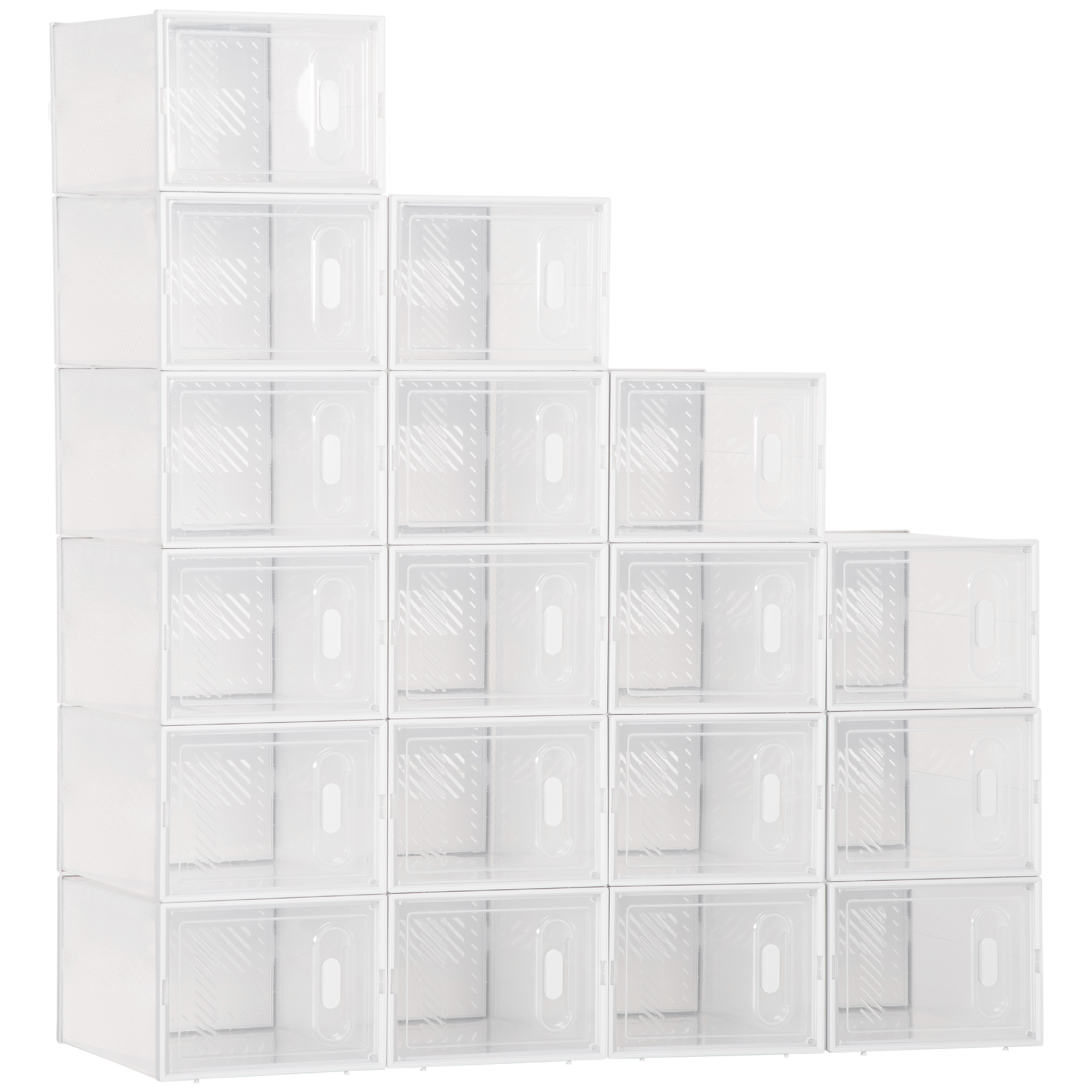 Modulair Opbergsysteem met 18 Compartimenten, Plug-in Rek, 25 cm x 35 cm x 19 cm, Transparant