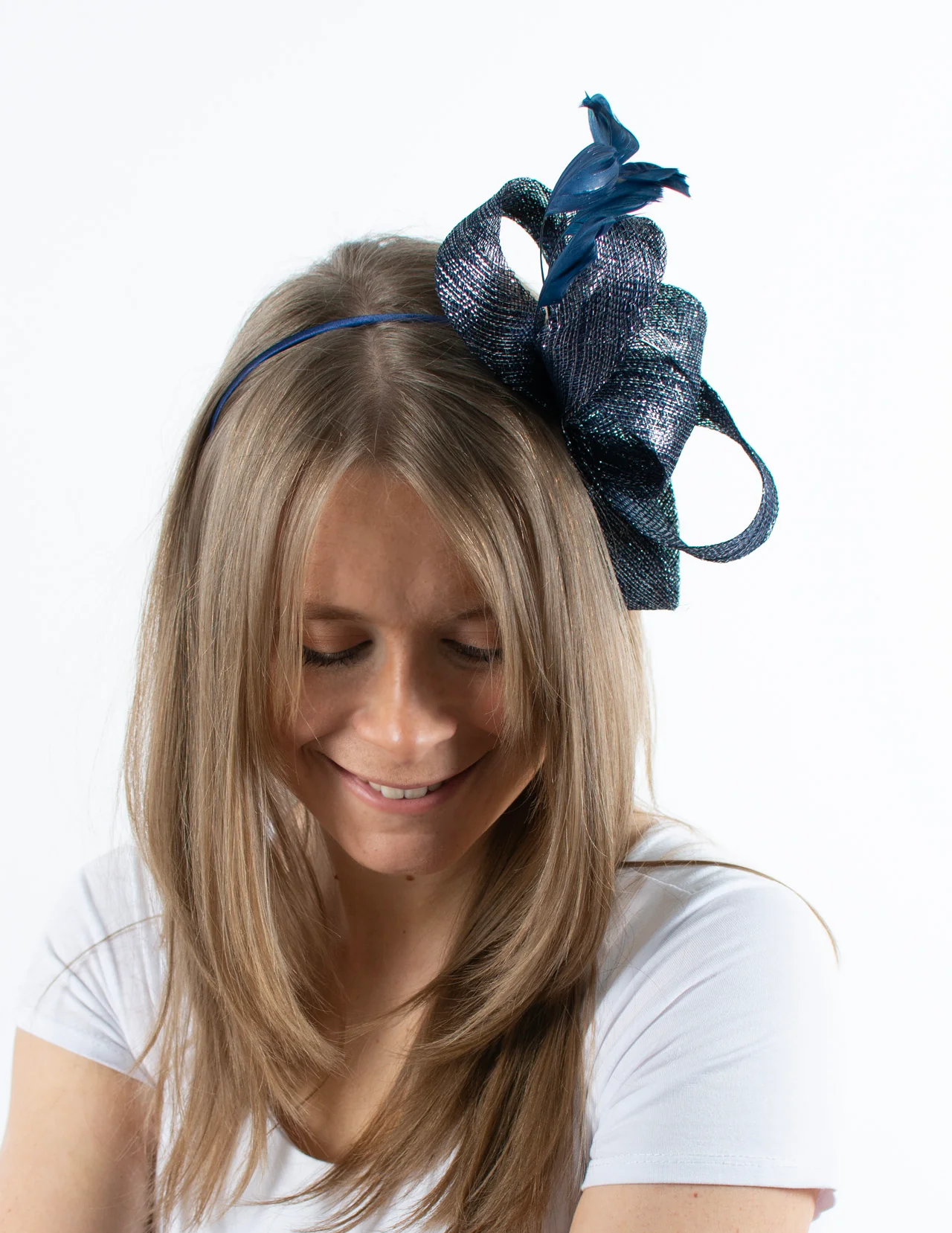 Fascinator | Feather Loop | Metallic Navy