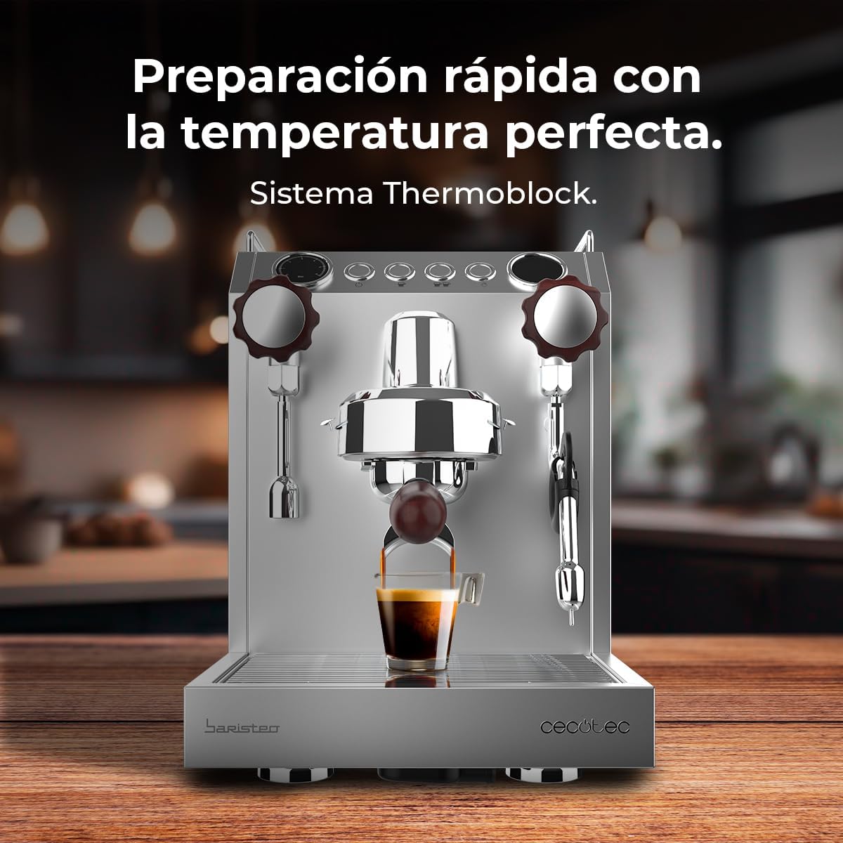 Cecotec Espresso-Kaffeemaschine Barista Baristeo Intima, professionelle Barista-Espressomaschine, Vorbrüh-System, 15 Bar Pumpe, einfaches Befüllen, 1,7L Wassertank und Tassenwärmer