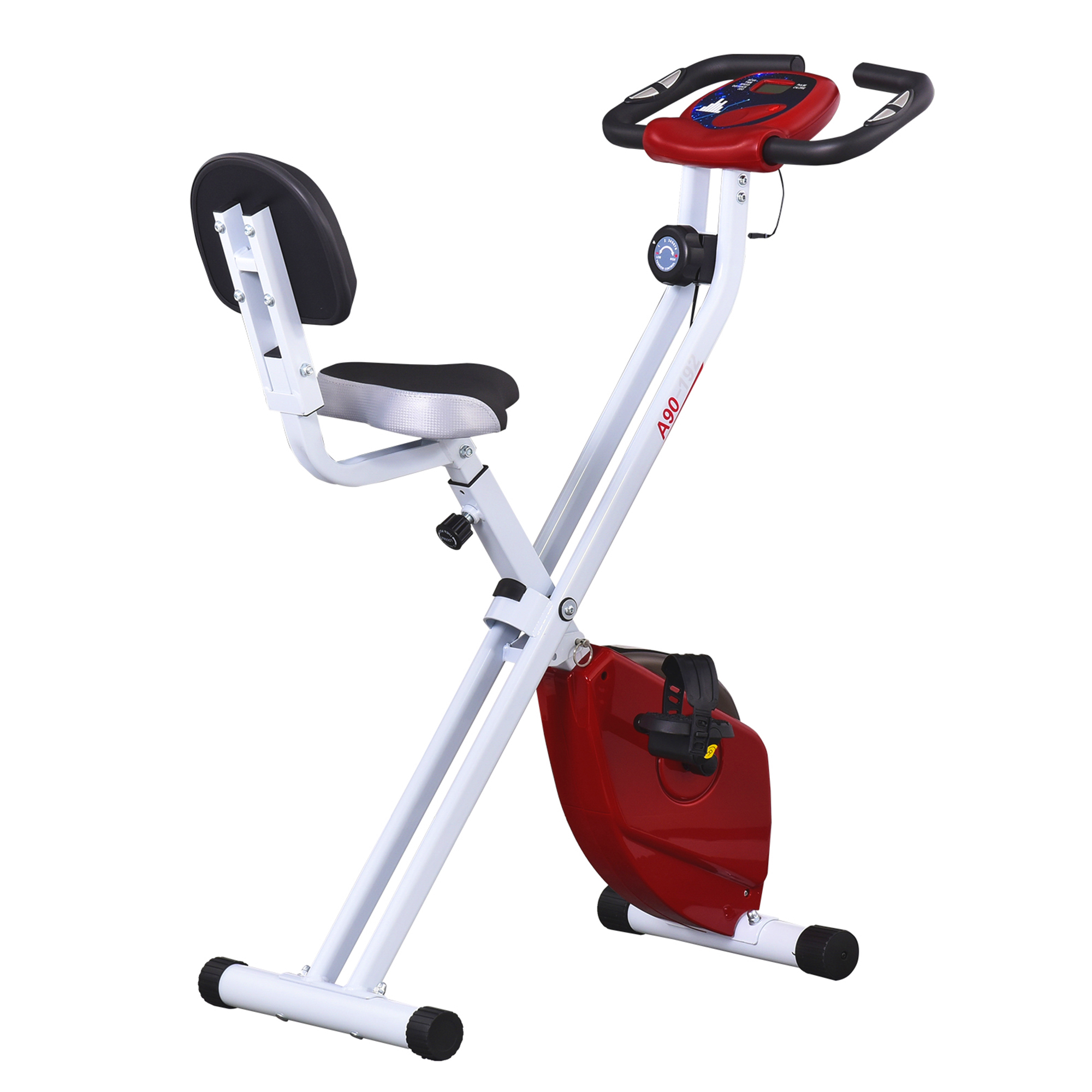 Hometrainer, fietstrainer, trainingsfiets met in 8 niveaus instelbare magnetische weerstand, staal, wit, 43 x 97 x 109 cm
