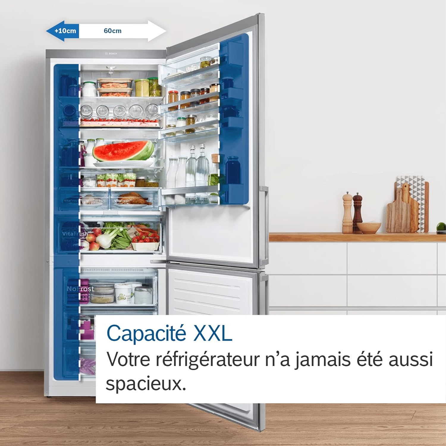 Bosch KGN497ICT, Série 4, Réfrigérateur combiné pose-libre, 440 L, 203 x 70 (H x L), Inox anti trace de doigts