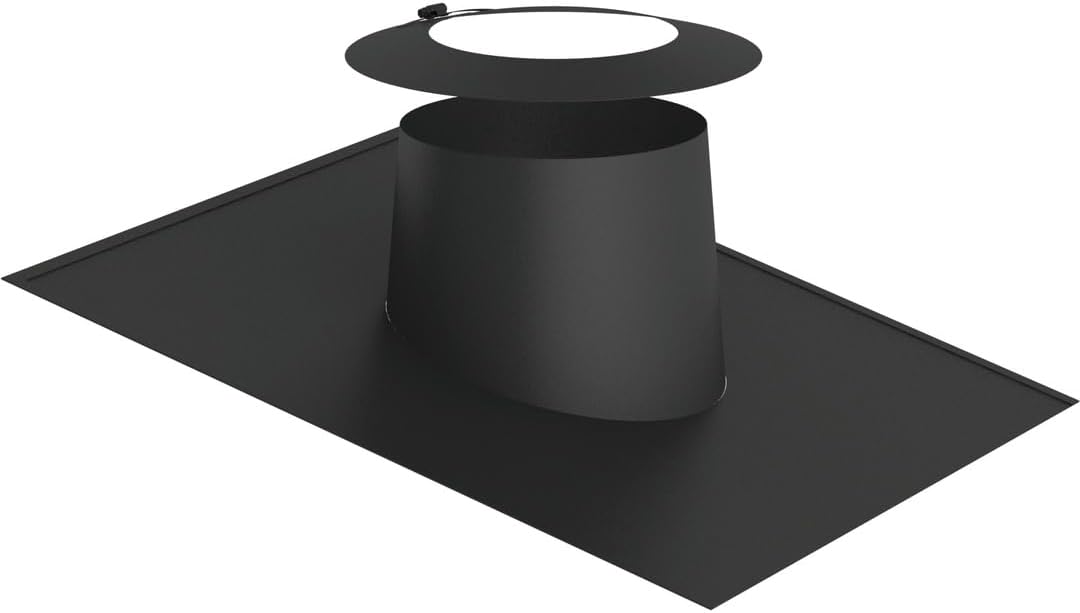Jeremias DW-Black Dachdurchführung 180mm mit Elastomerrand Wetterkragen für flache Dächer 5-15 Grad Abgasanlage Edelstahl schwarz matt