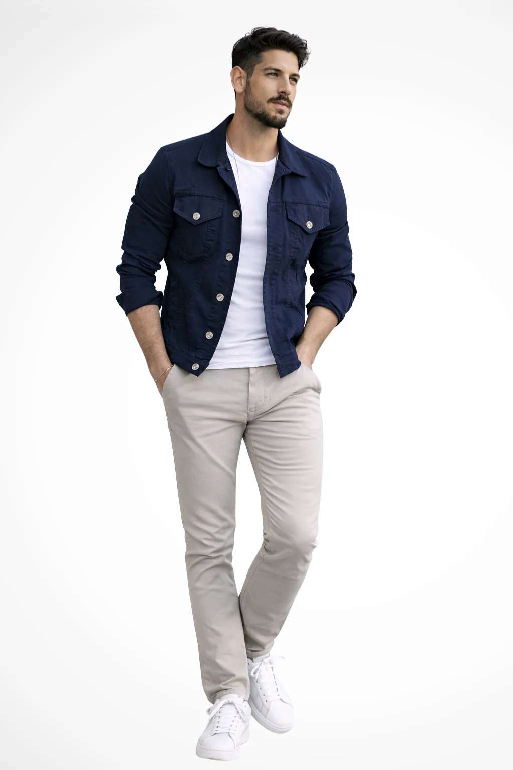 Herren Jeansjacke Slim Fit | Klassische Denim Jacke mit Knopfleiste und Brusttaschen | Strukturierte ��bergangsjacke f��r M?nner