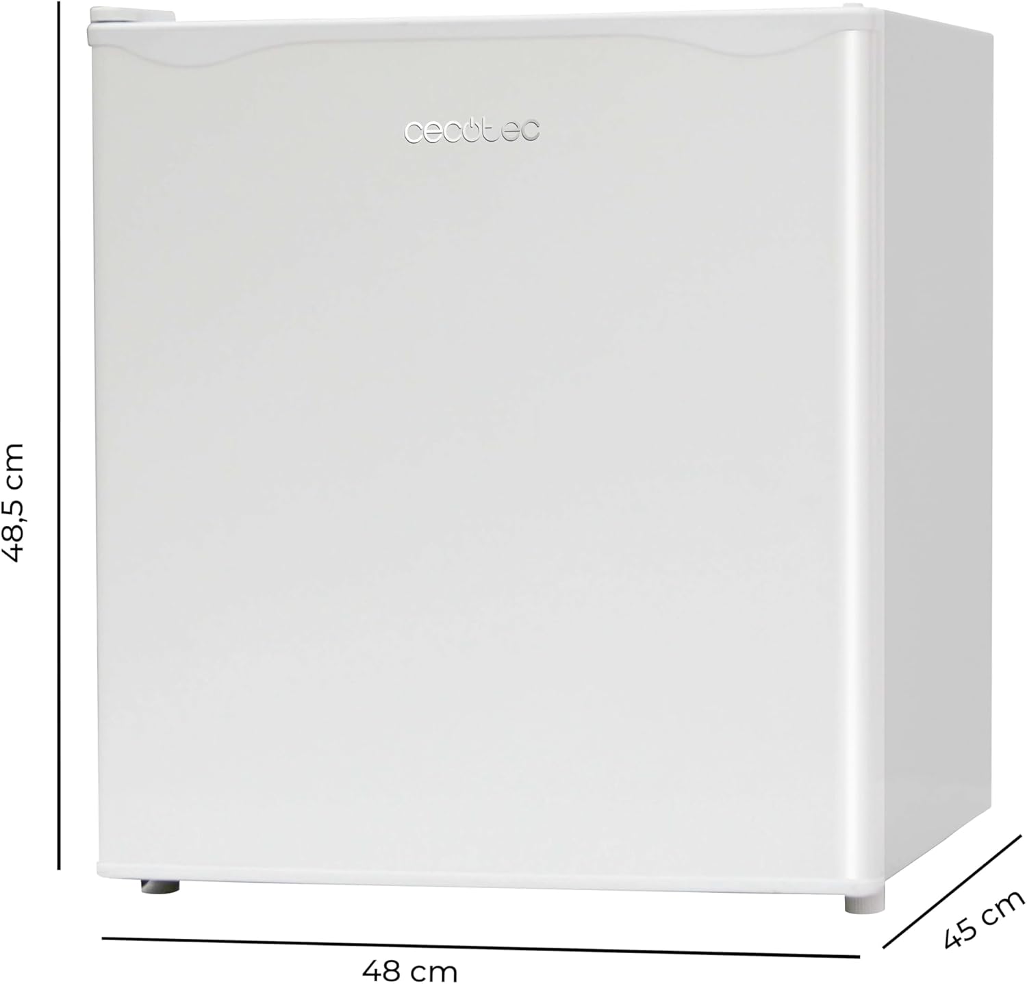 Cecotec Mini Réfrigérateur GrandCooler 20000 L SilentCompress White E. Capacité 46L, porte personnalisable, classe énergétique E, compact 48x45x48,7 cm. Idéal pour petits espaces!