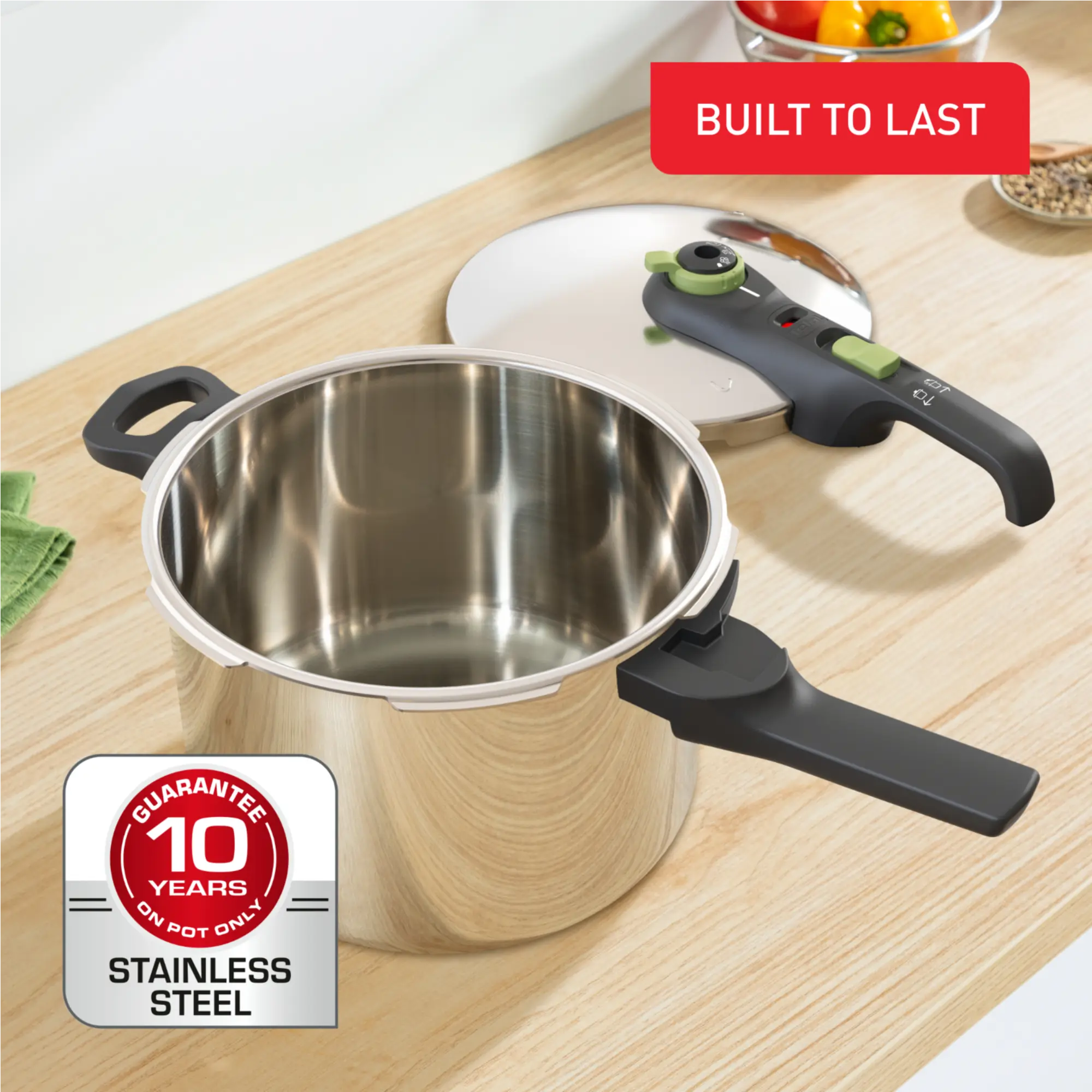 Tefal Secure Trendy inductiegeschikte snelkookpan van roestvrij staal, 6L