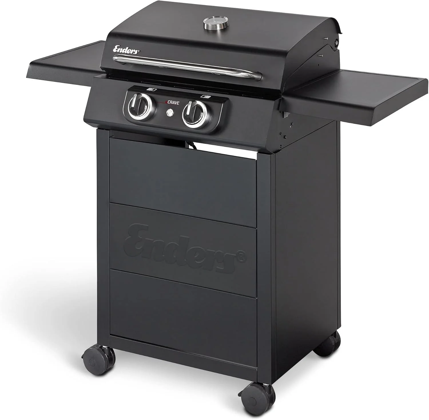 Enders Elektrogrill eCRAVE 2, mit Gussrost, Grillwagen mit viel Stauraum, SIMPLE CLEAN? Reinigungssystem, 2 leistungsstarke Heizelemente, formstabile Garhaube mit integriertem Thermometer #97116