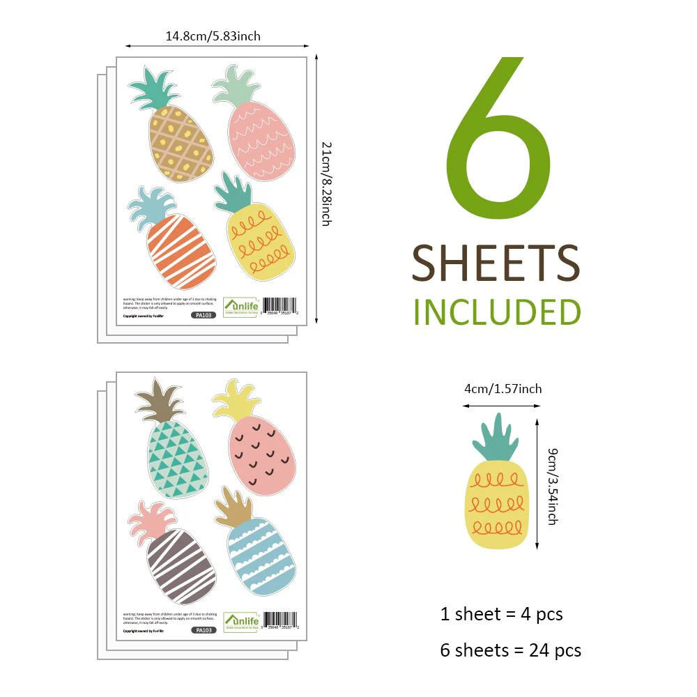 Colorful Pineapple Wall Stickers for Baby Nursery