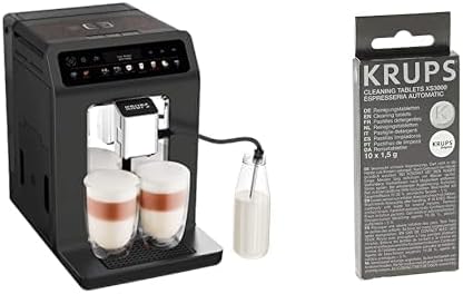 Krups Evidence One Kaffeevollautomat mit Milchschlauch, 12 Getr?nke, 2-Tassen-Funktion, Farbdisplay, Kaffeemaschine, T��V-Siegel, Schwarz, EA895N10, Meteor Graphit