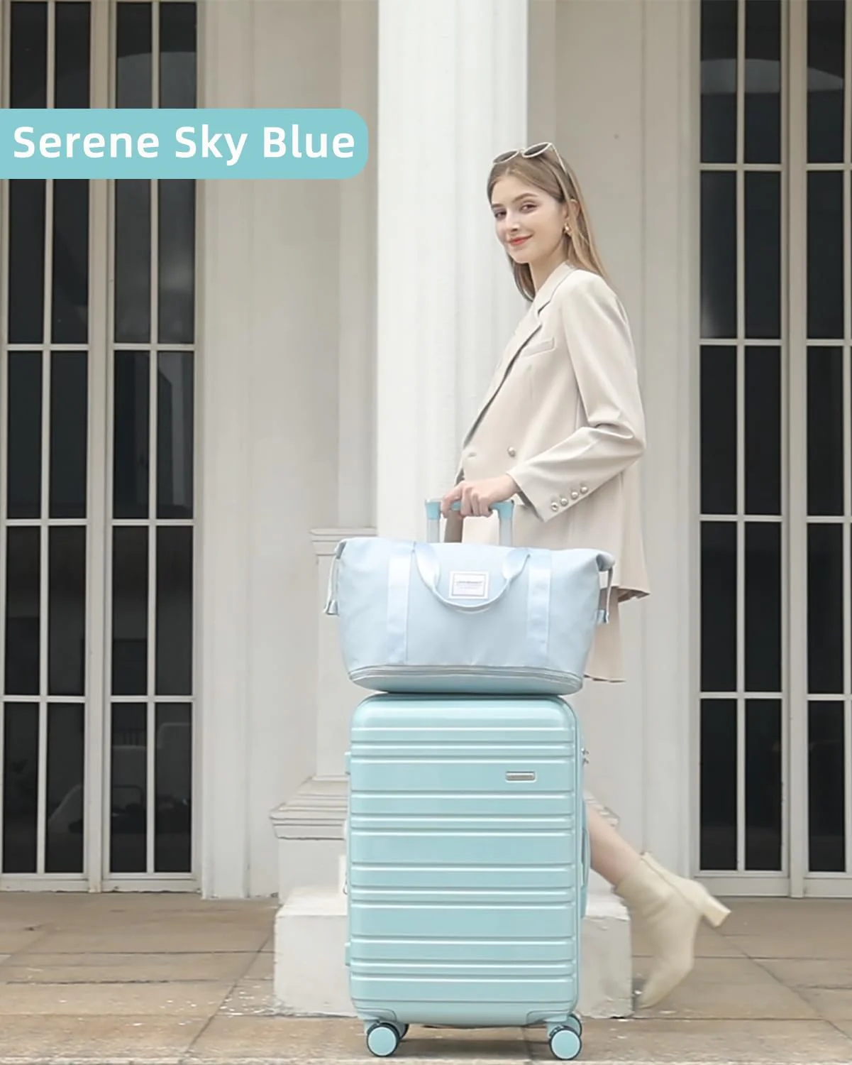 6-piece luggage set, expandable hardshell suitcase set with spinner wheels, lightweight rolling luggage set