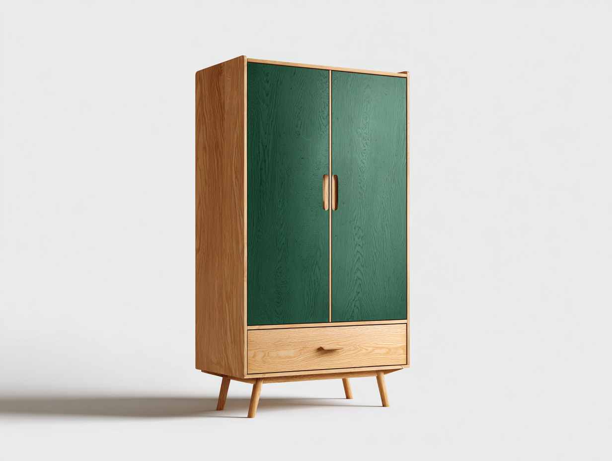Kleiderschrank Holzwerkstoff 90x55x180 cm - Grün - Eiche - skandinavisches Design - für Schlafzimmer