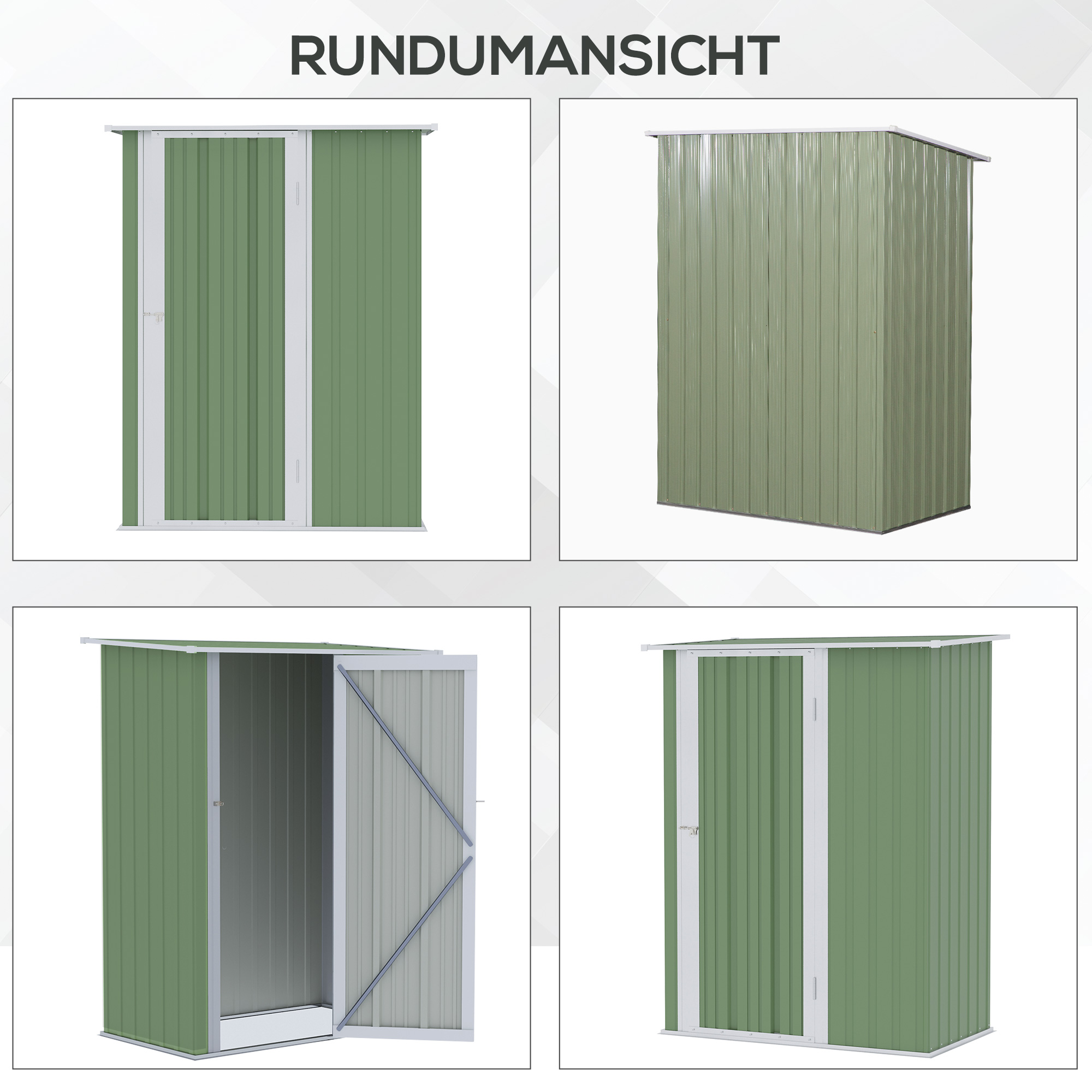 tuinhuisje met deur staal groen 142 x 84 x 189 cm