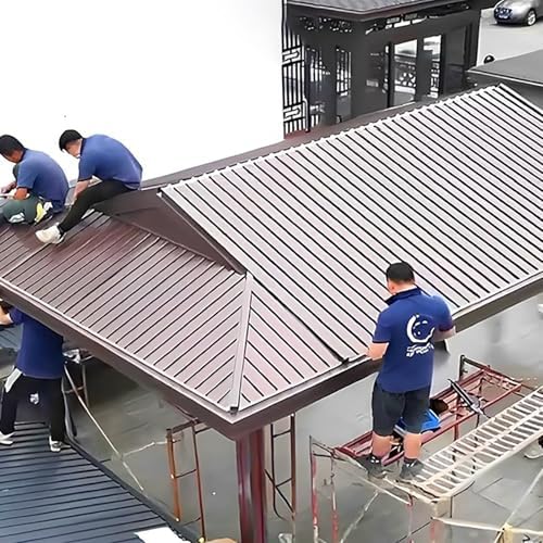 Welldachbleche – Metall-Aluminiumplatten für wasserdichte Außenverkleidungen und Schuppenverkleidungen, 3,4 bis 6 m Länge, Wärmedämmung, Braun