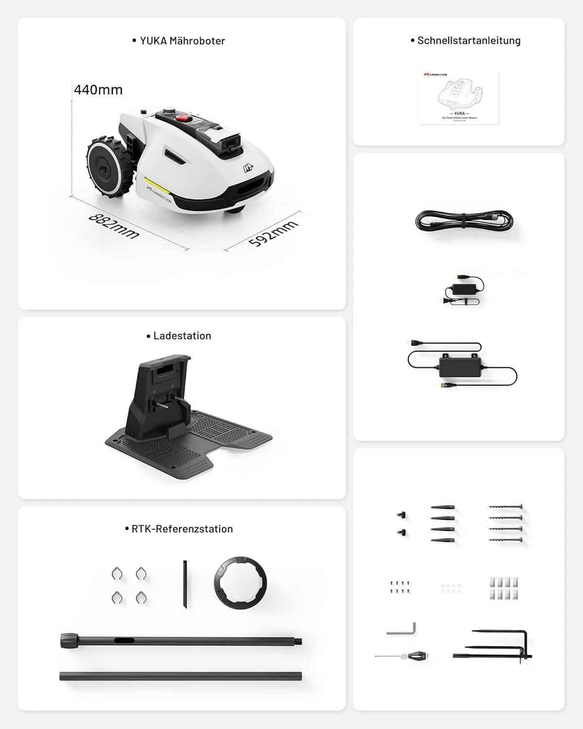 YUKA Mini 500H Robot Lawn Mower Reception 0.12 Acre, Max. 0.17 Acre, Ultrasense AI Vision+ RTK Positioning, Auto Mapping, App Control,45% Slope, Cutting Height 2''~3.5'', 3 Mowing Zones