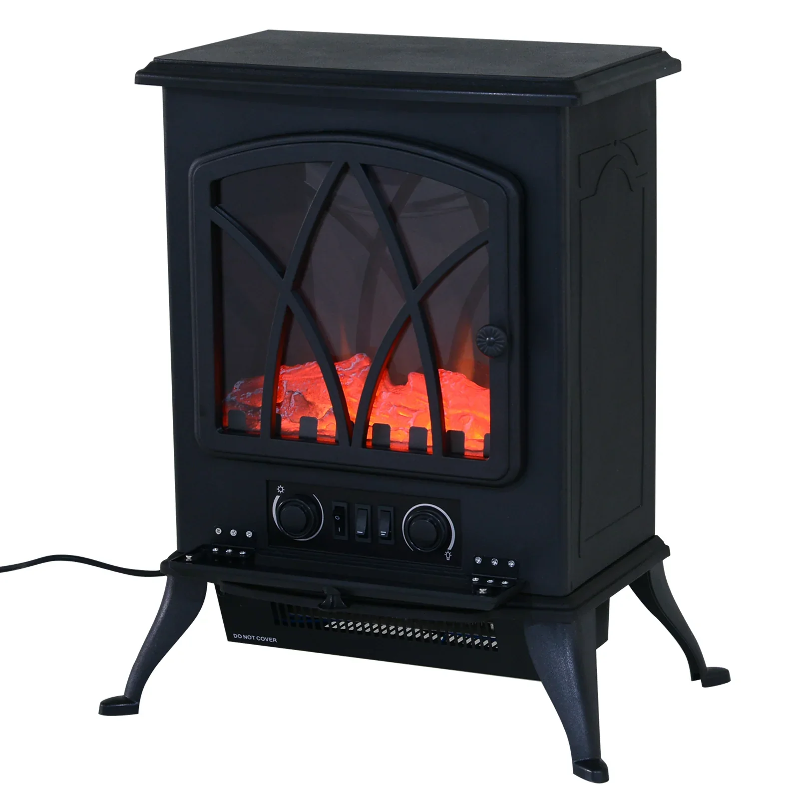 HOMCOM Elektrische haard rustiek design vlameffect