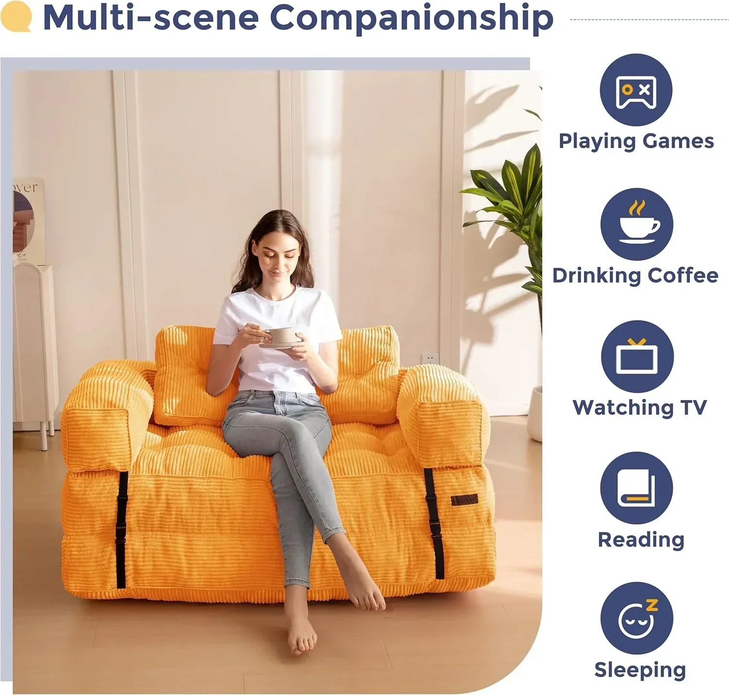 Folding Sofa Bed L-Shaped Convertible Sofa Bed with Armrests and Pillows