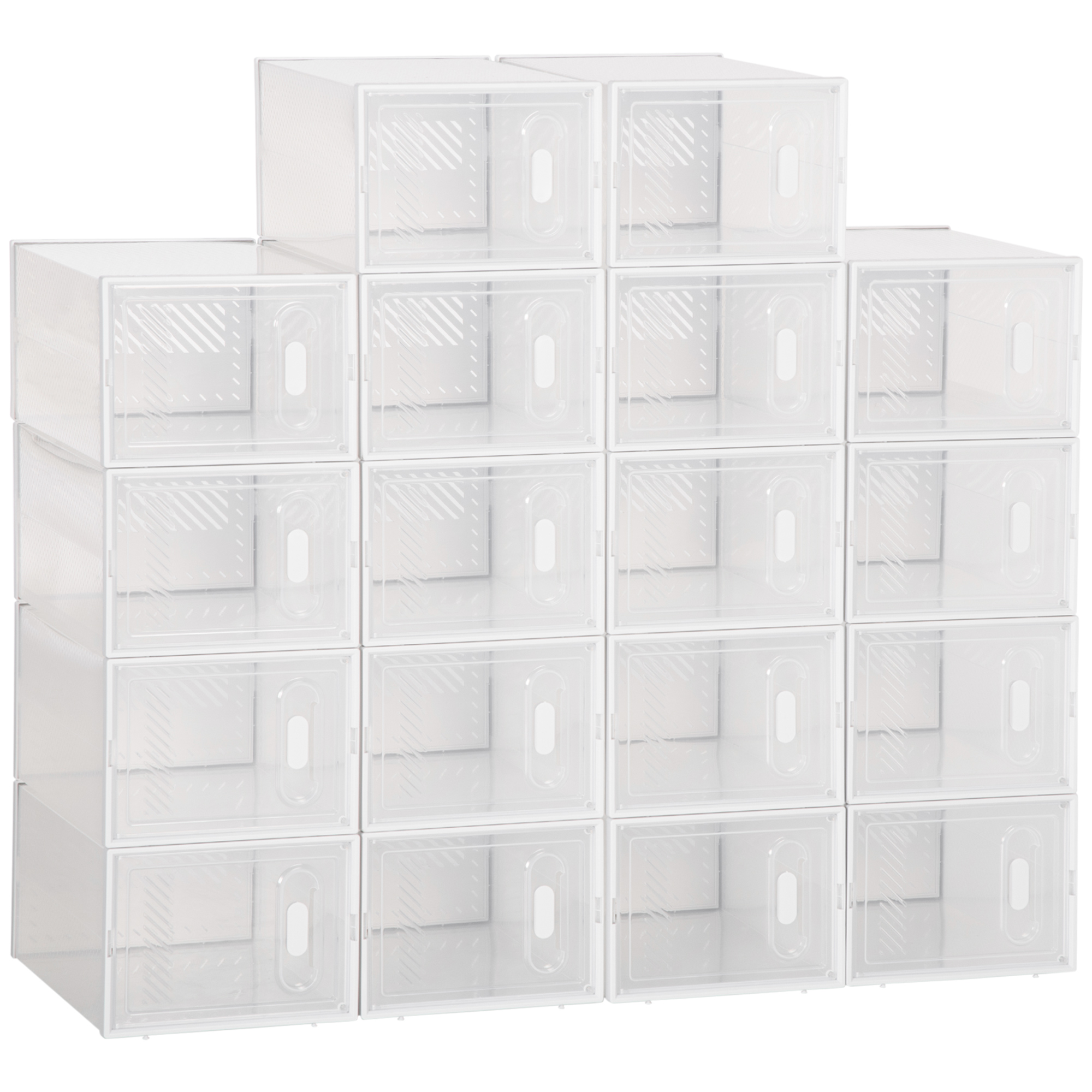 Modulair Opbergsysteem met 18 Compartimenten, Plug-in Rek, 25 cm x 35 cm x 19 cm, Transparant