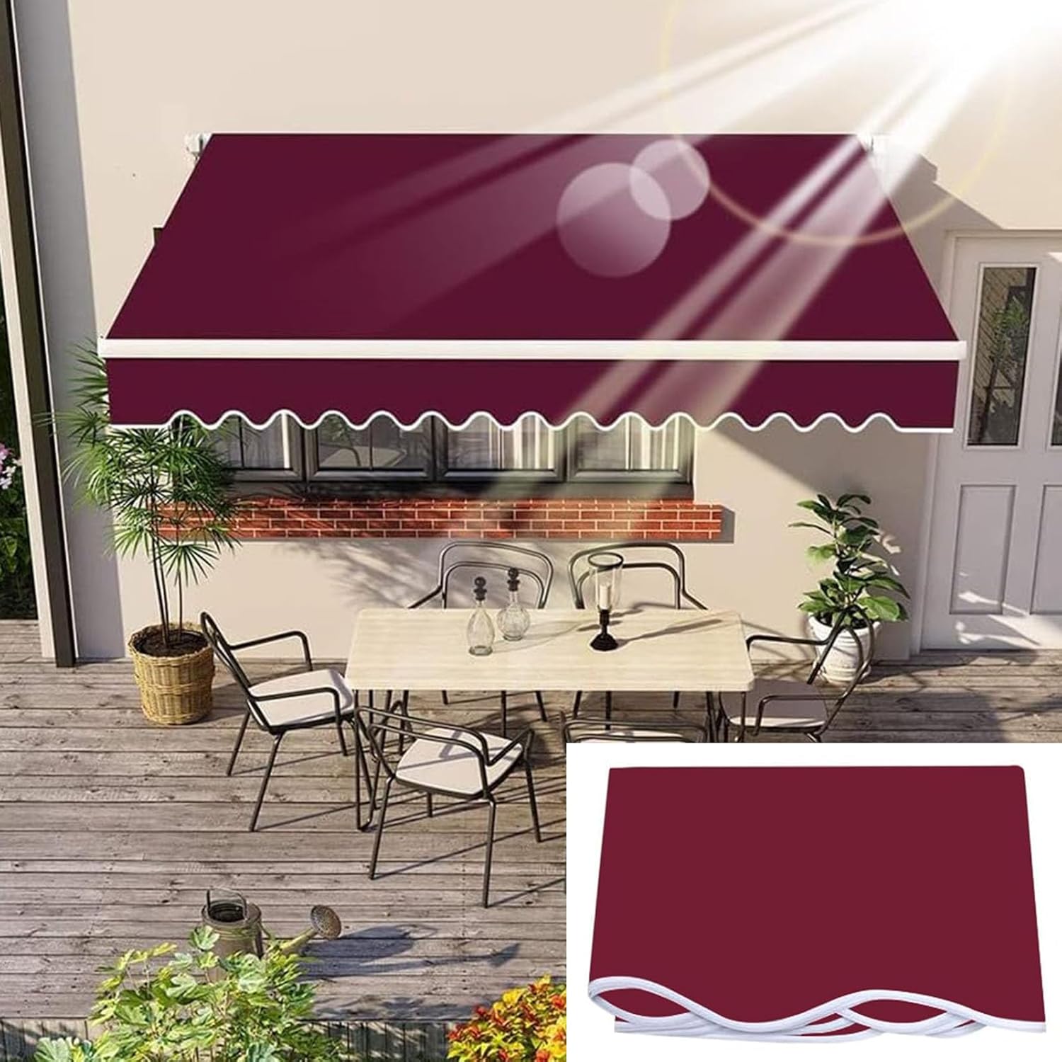 Outdoor 5 x 3 m manuelles/elektrisches Terrassen-Vorzelt – Sonnenschutz für Garten, Veranda, Balkon – Stoff, UV-Schutz, einfache Installation, Pavillon-Abdeckung