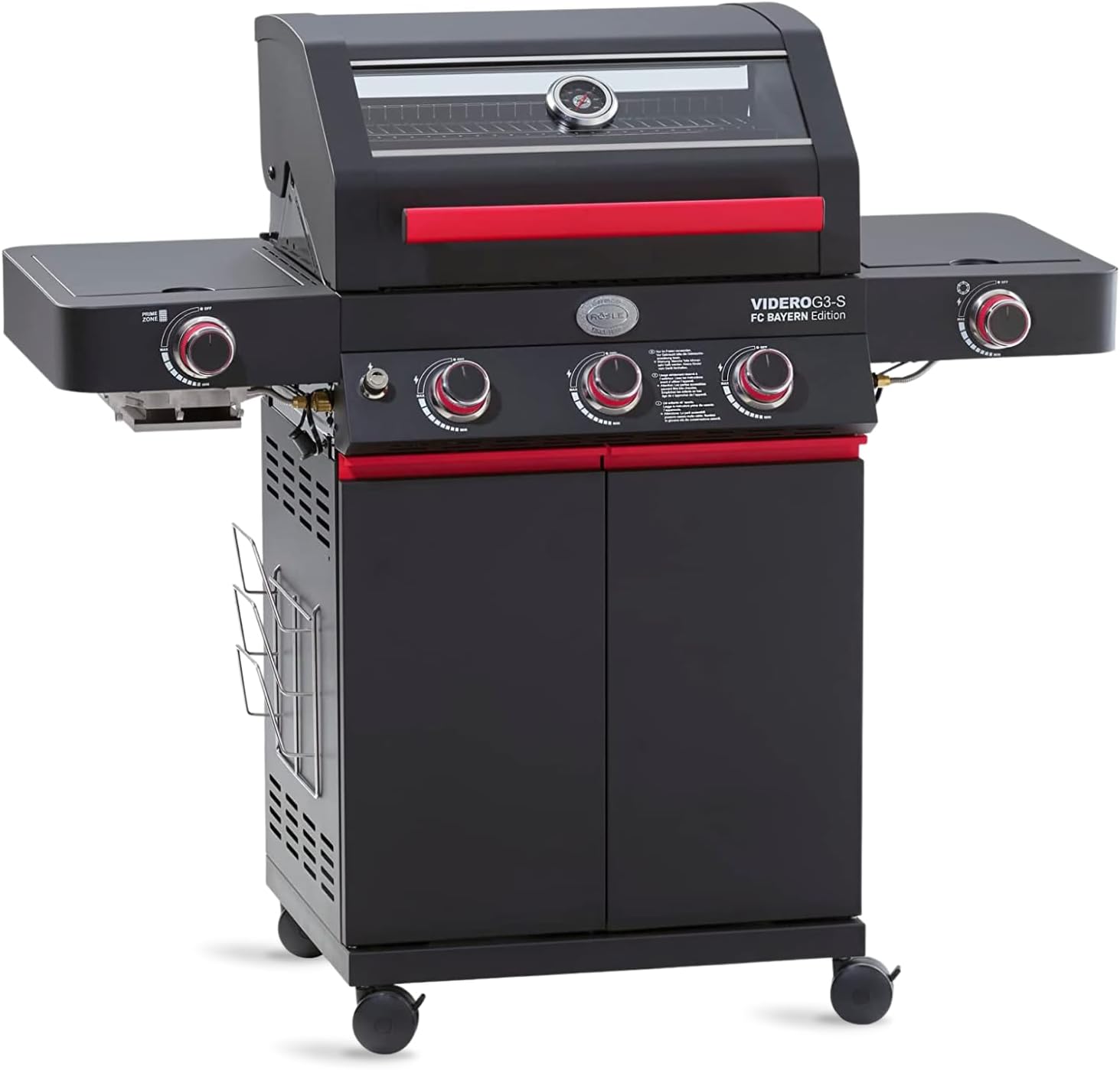 RÖSLE Elektrogrill BBQ-Portable Videro E2-P, tragbarer Tischgrill mit 2 Brennern, Warmhalterost und Deckel mit Glaseinsatz, pulverbeschichteter Stahl, schwarz/silbern