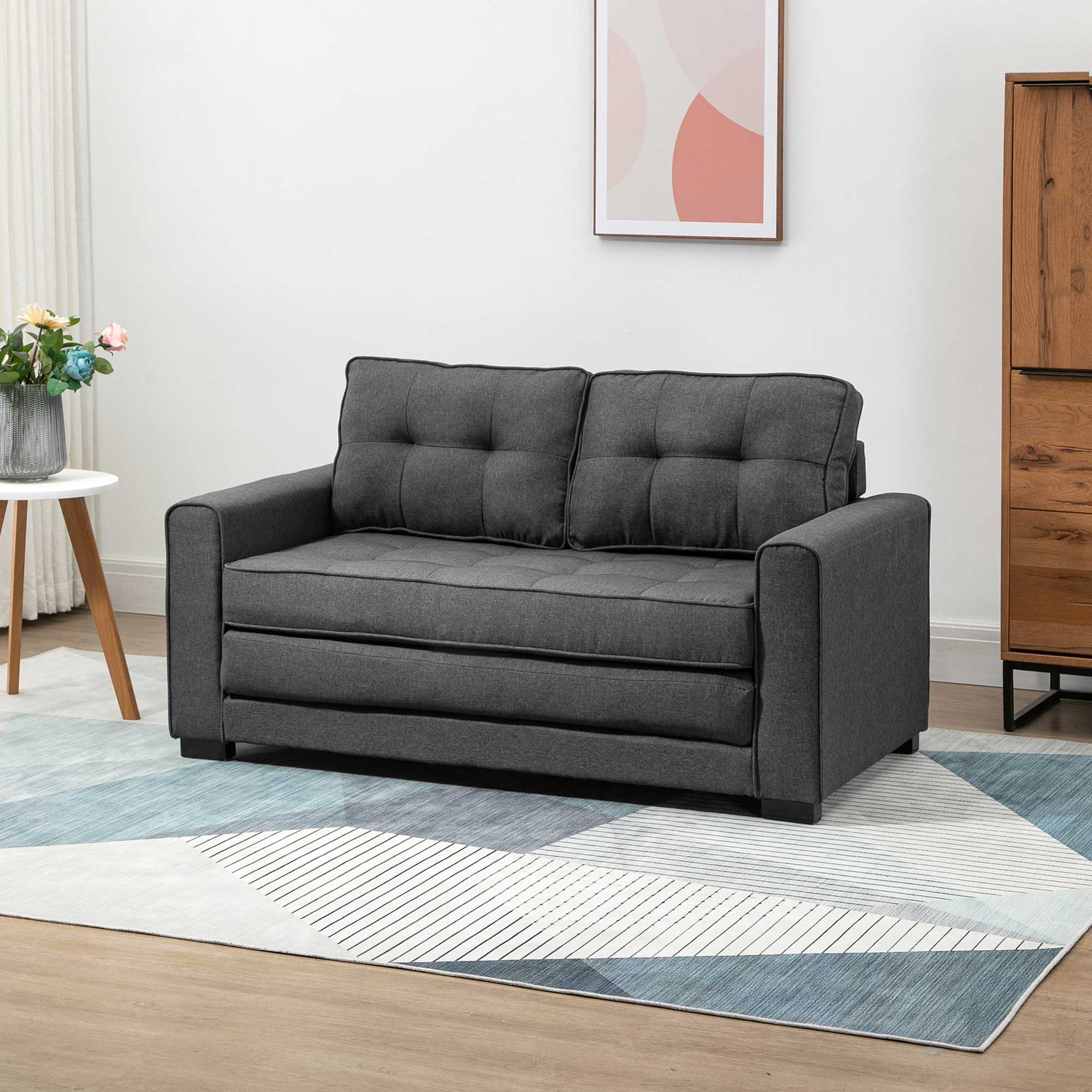 Multifunctionele Slaapbank Grijs | Comfortabele 2-Zits Sofa met Slaapfunctie | Ideaal voor Kleine Ruimtes