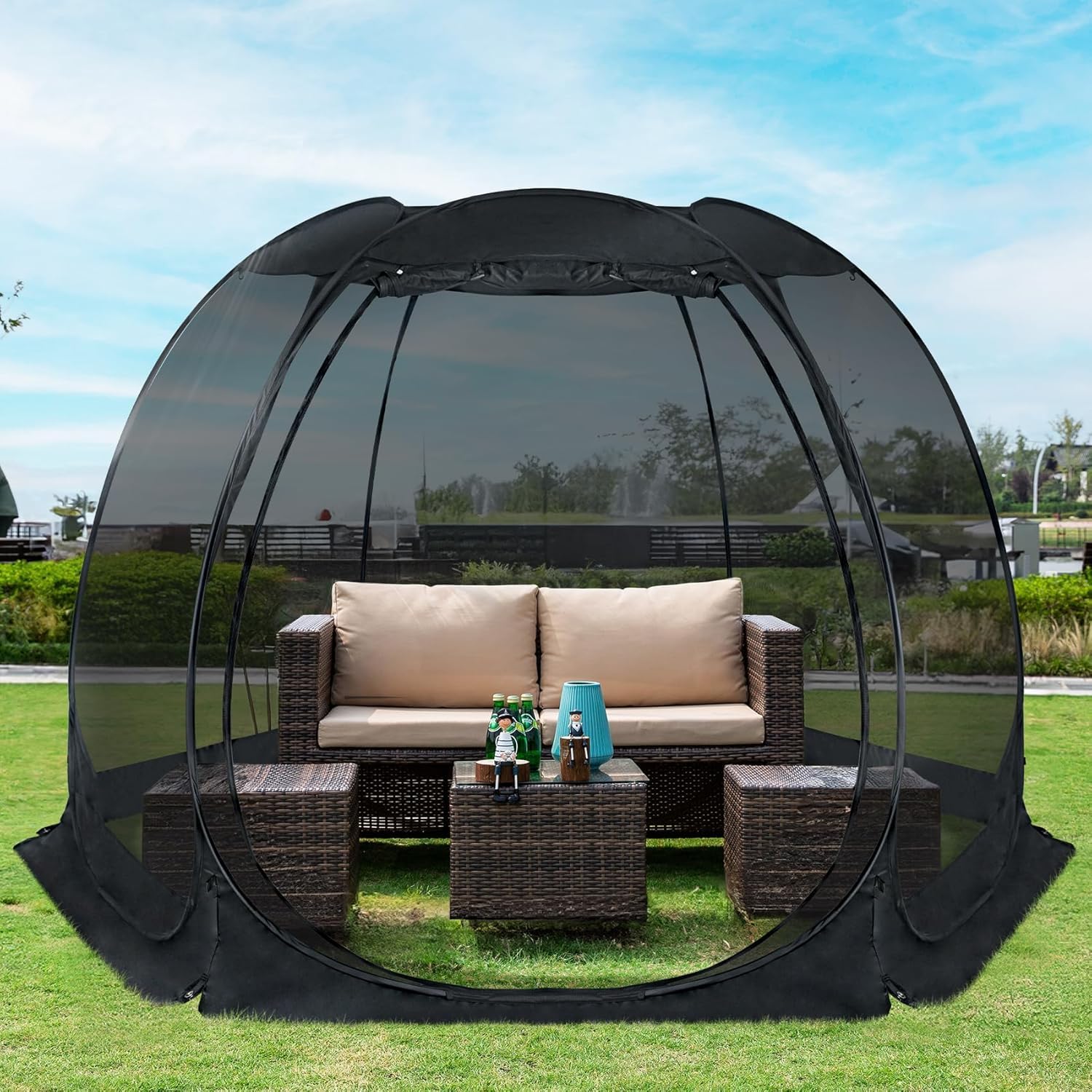 Alvantor Pop Up Screen House Gazebo with Mosquito Netting. Instant UV Resistant Sun Shelter for Patio & Backyard. Portable Canopy Tent for 2-10 Person