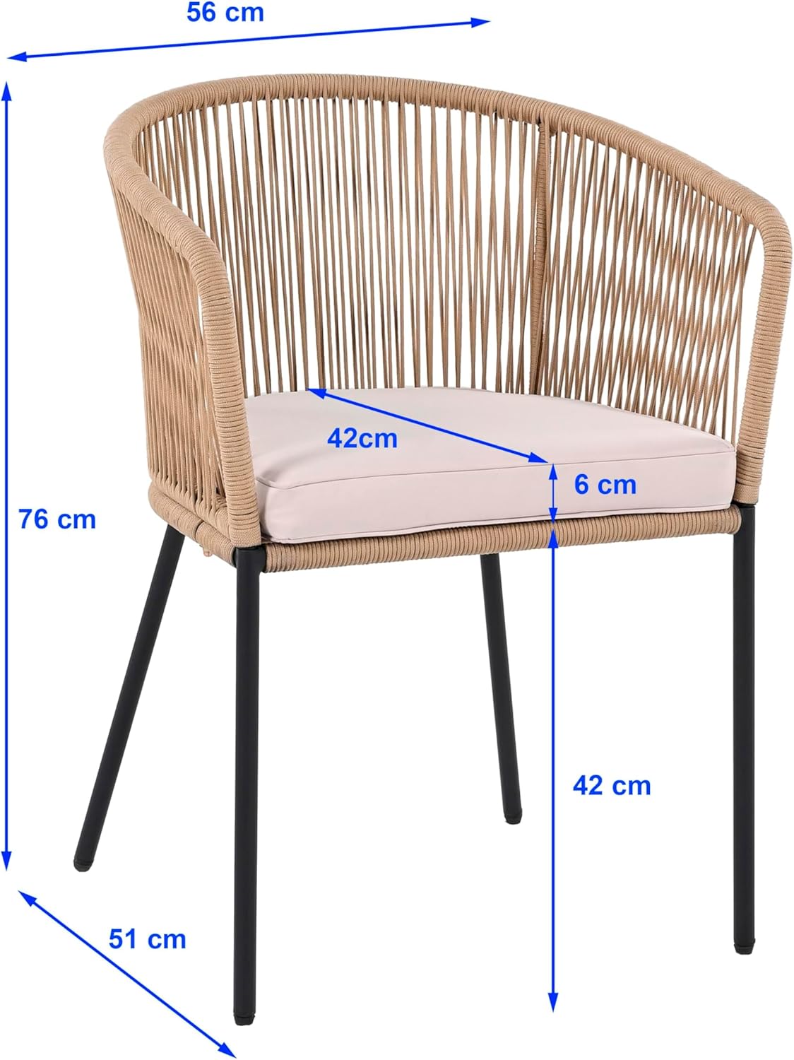 ESTEXO Bistro Set Balkonmöbel Sitzgruppe Outdoor Gartenset 2 Personen Rope Gartenset (Beige)