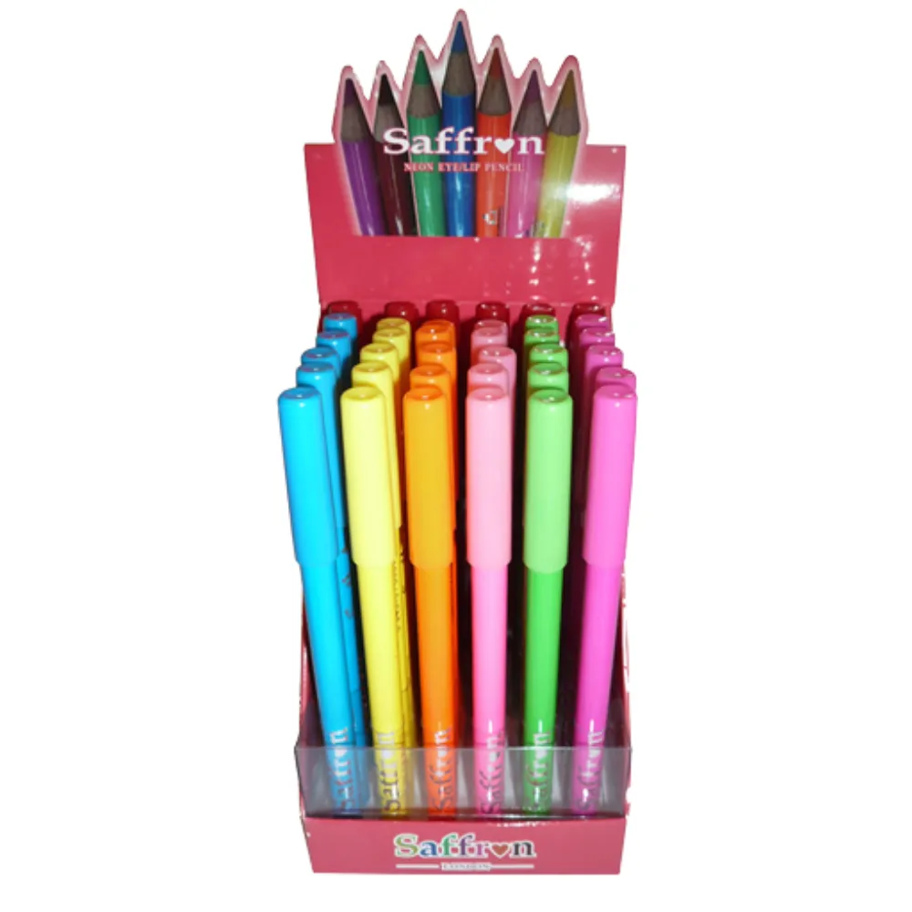 Saffron Neon Eye & Lipliner Pencil a?? Bold Neon Colors (1x36 Pack)