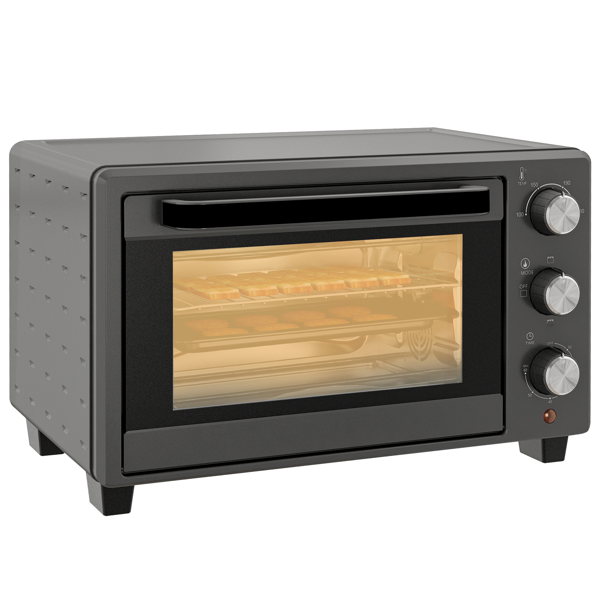 Minibackofen, 21L Toasterofen met 1 Draadrek en 1 Bakplaat, 3 Kookmodi, 100 ��C-230 ��C, Roestvrijstaal, Glas, Grijs