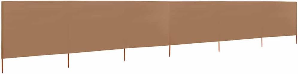 6-teiliges Windschutzgewebe mit Holzpfählen, Sichtschutzzaun, Faltbares Windschutz Sichtschutz für Camping, Balkon, 800x160 cm Taupe Vliesstoff, Holz