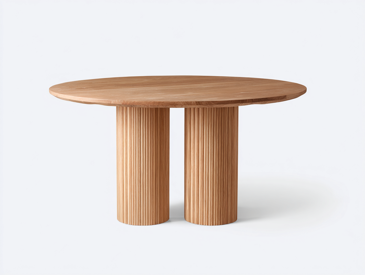 Gartentisch - Eichenholz - 130 x 130 x 76 cm - Natur - Modernes Säulendesign
