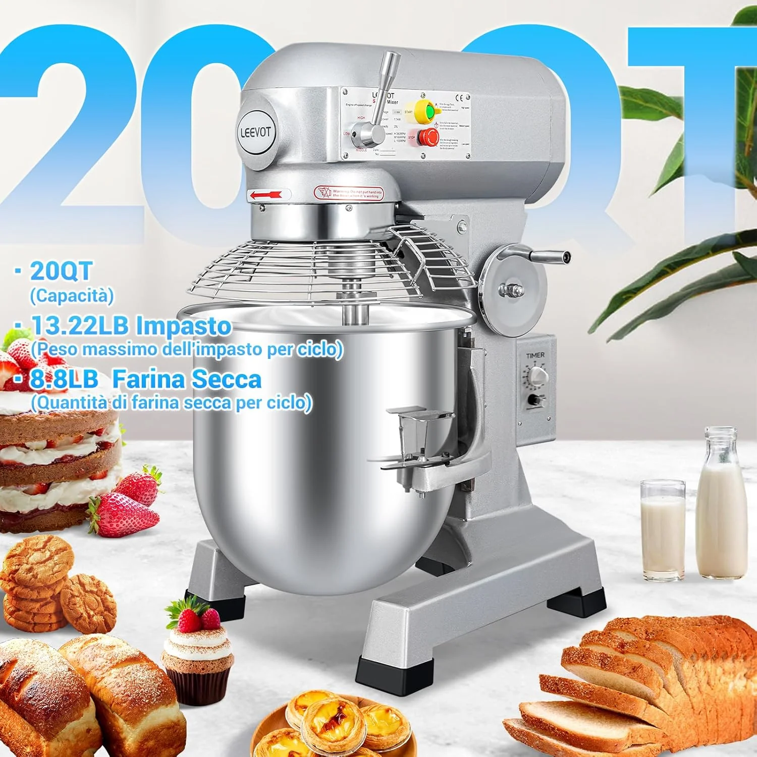 Amasadora planetaria comercial (1, Versión de temporizador 20L)