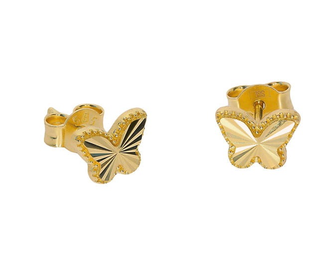 Złote kolczyki motylki próby 585