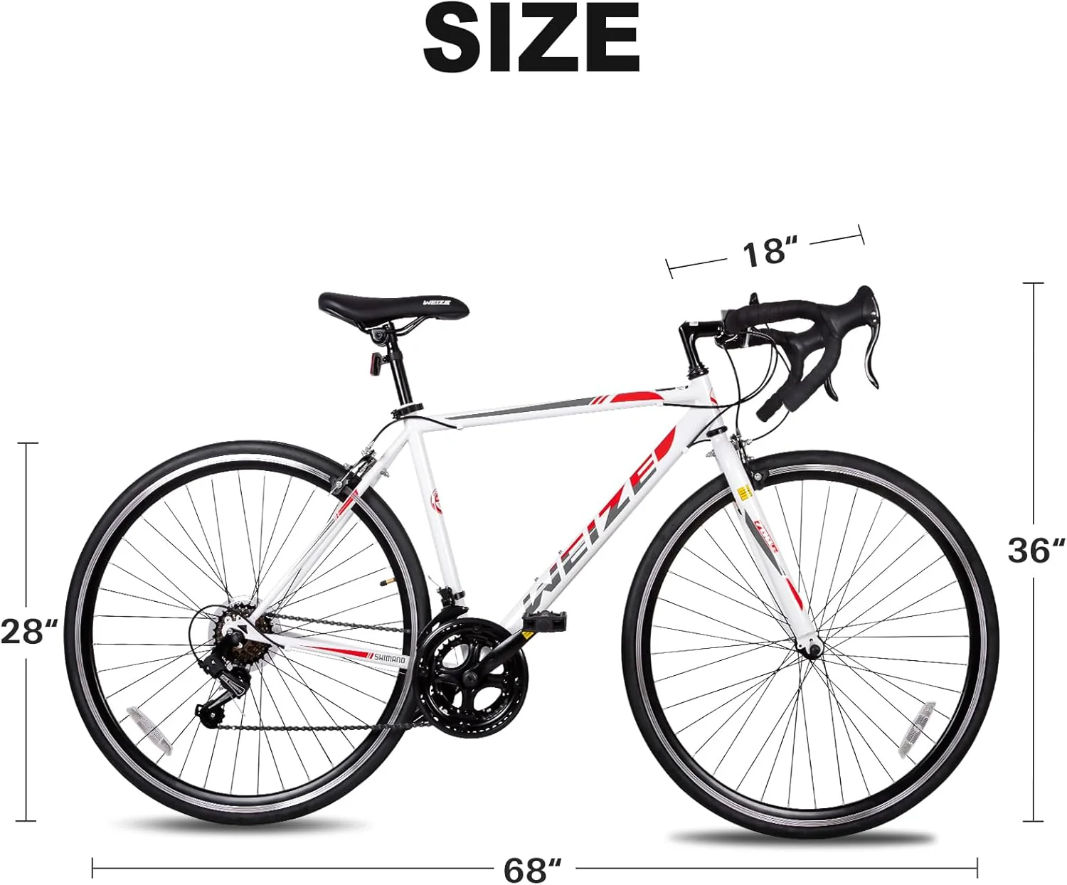 WEIZE Road Bike, 700C Wheel City Commuter Bicycle, Shimano 14 Speed Drop Bar, Racing Adult Bike with Caliper Brakes, High-Carbon Steel Hybrid Bikes