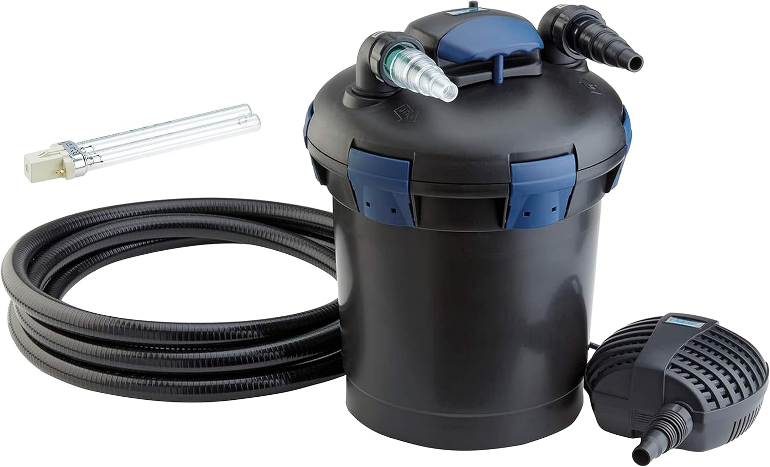 OASE 50499 Druckfilter BioPress Set 4000, Teichfilter Filterset zur effektiven und raschen Algenbekäpfung, Komplettset inkl Filterpumpe und UVC Klärer
